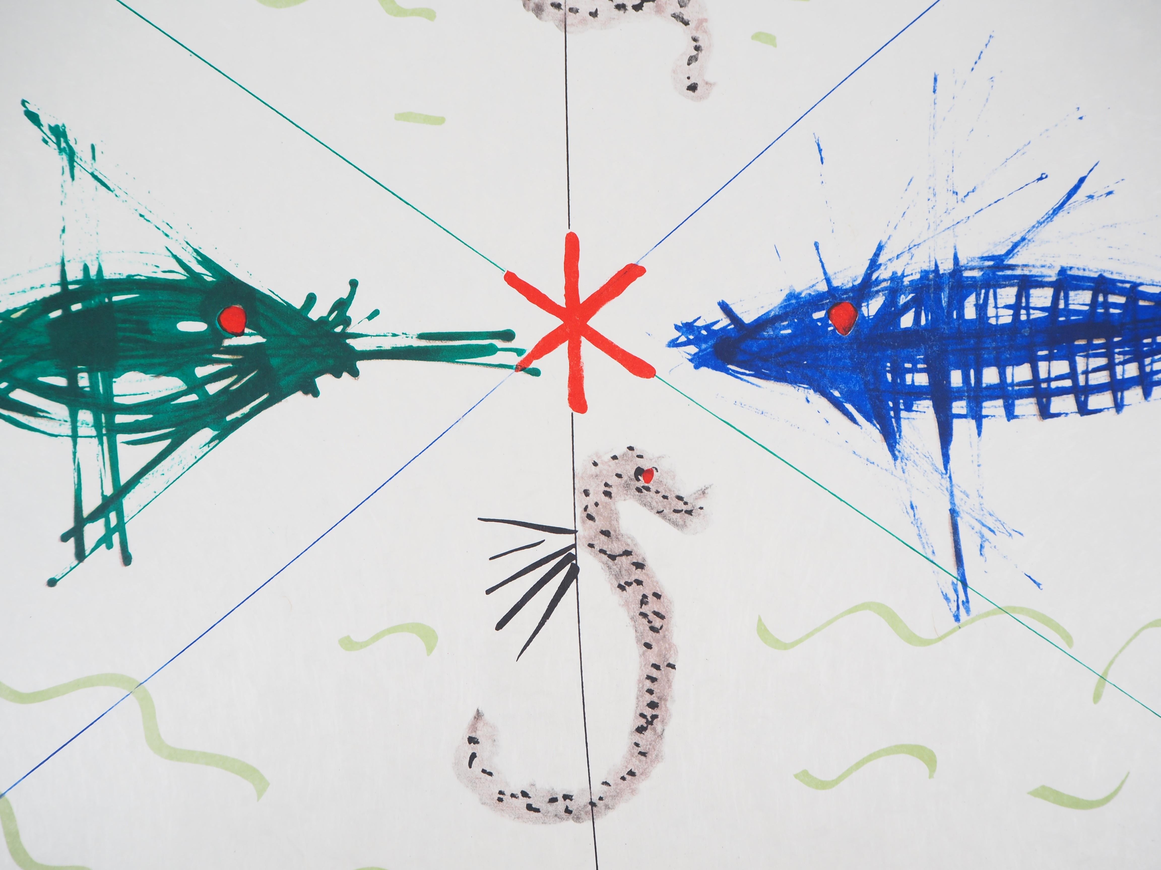 Jean COCTEAU e Raymond Moretti : I cavallucci marini - Litografia originale firmata da Hans 2
