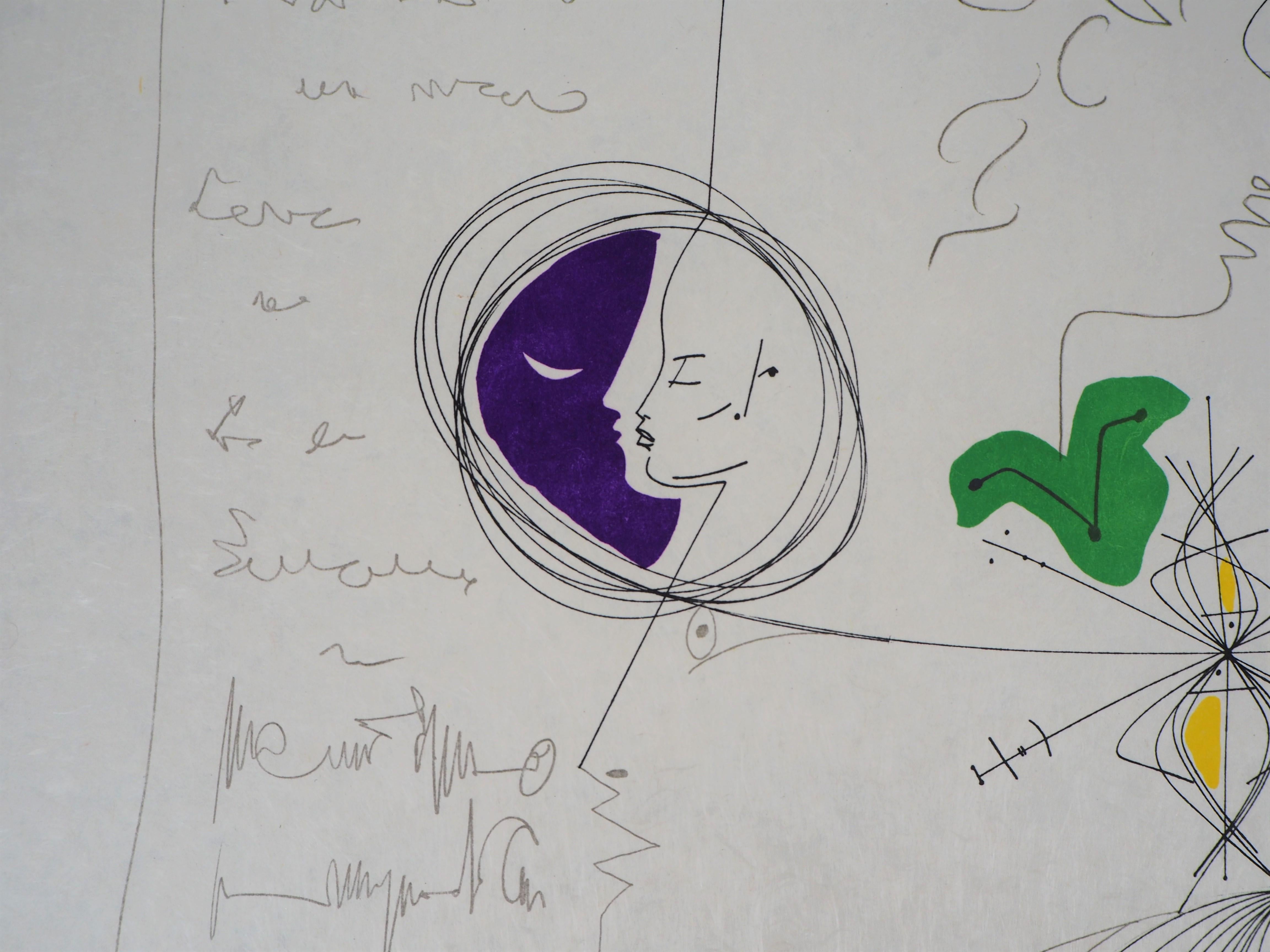 Jean COCTEAU and Raymond MORETTI : The Spirits - Original Hansigned Lithograph For Sale 1