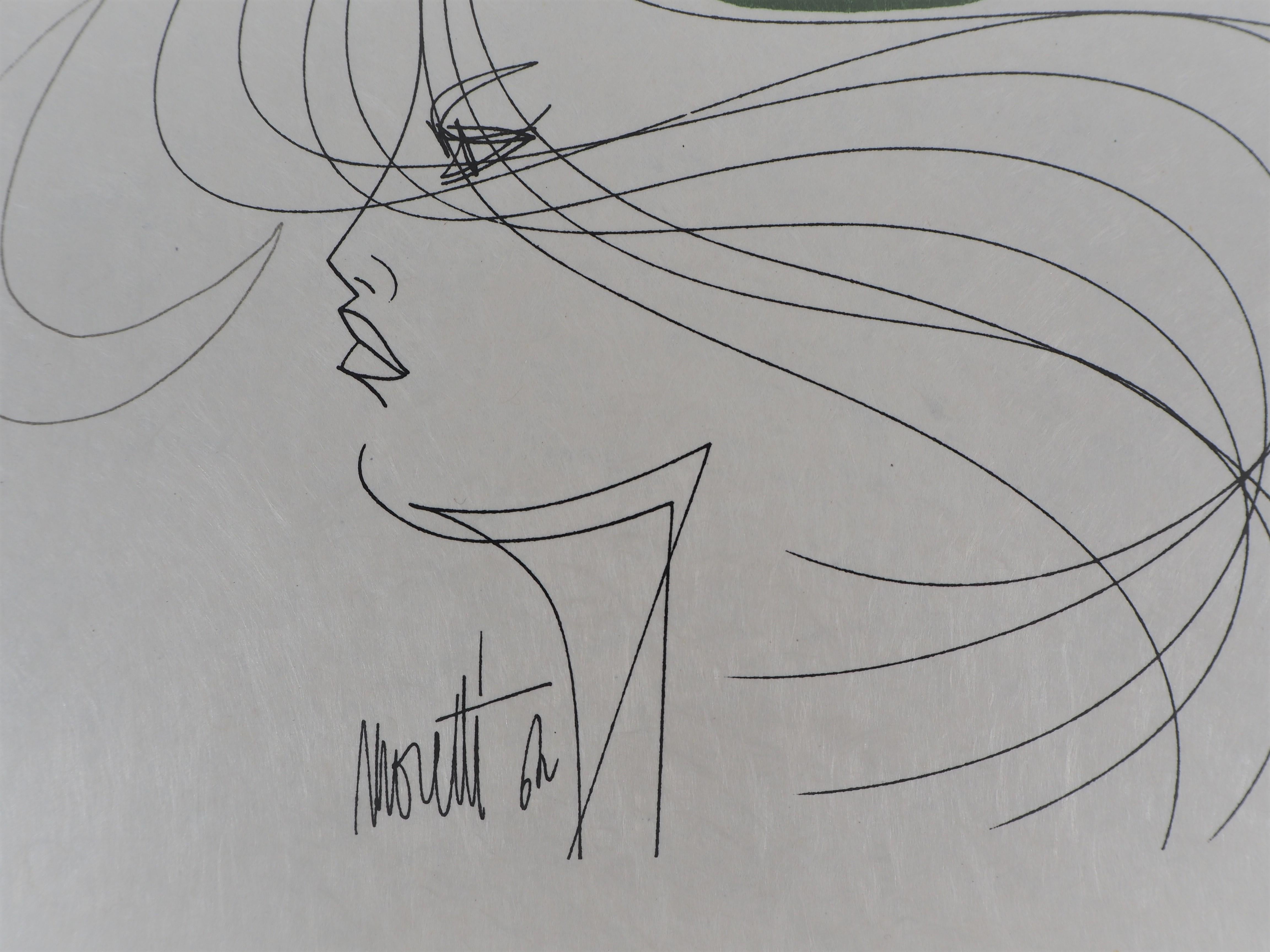Jean COCTEAU y Raymond MORETTI : Los Espíritus - Litografía original Hansigned en venta 2