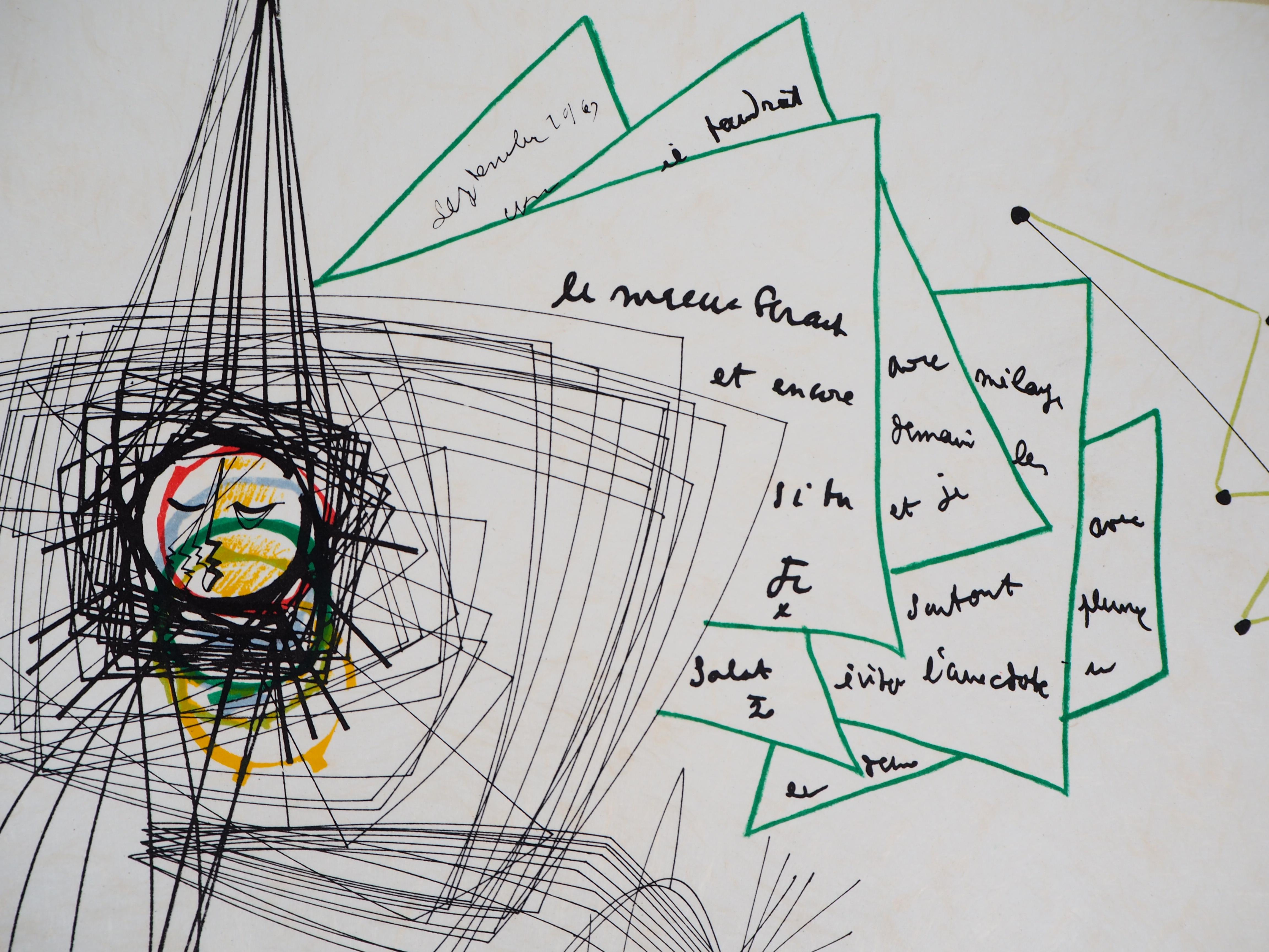 Jean COCTEAU y Raymond MORETTI : La simbiosis - Litografía original Hansigned en venta 1