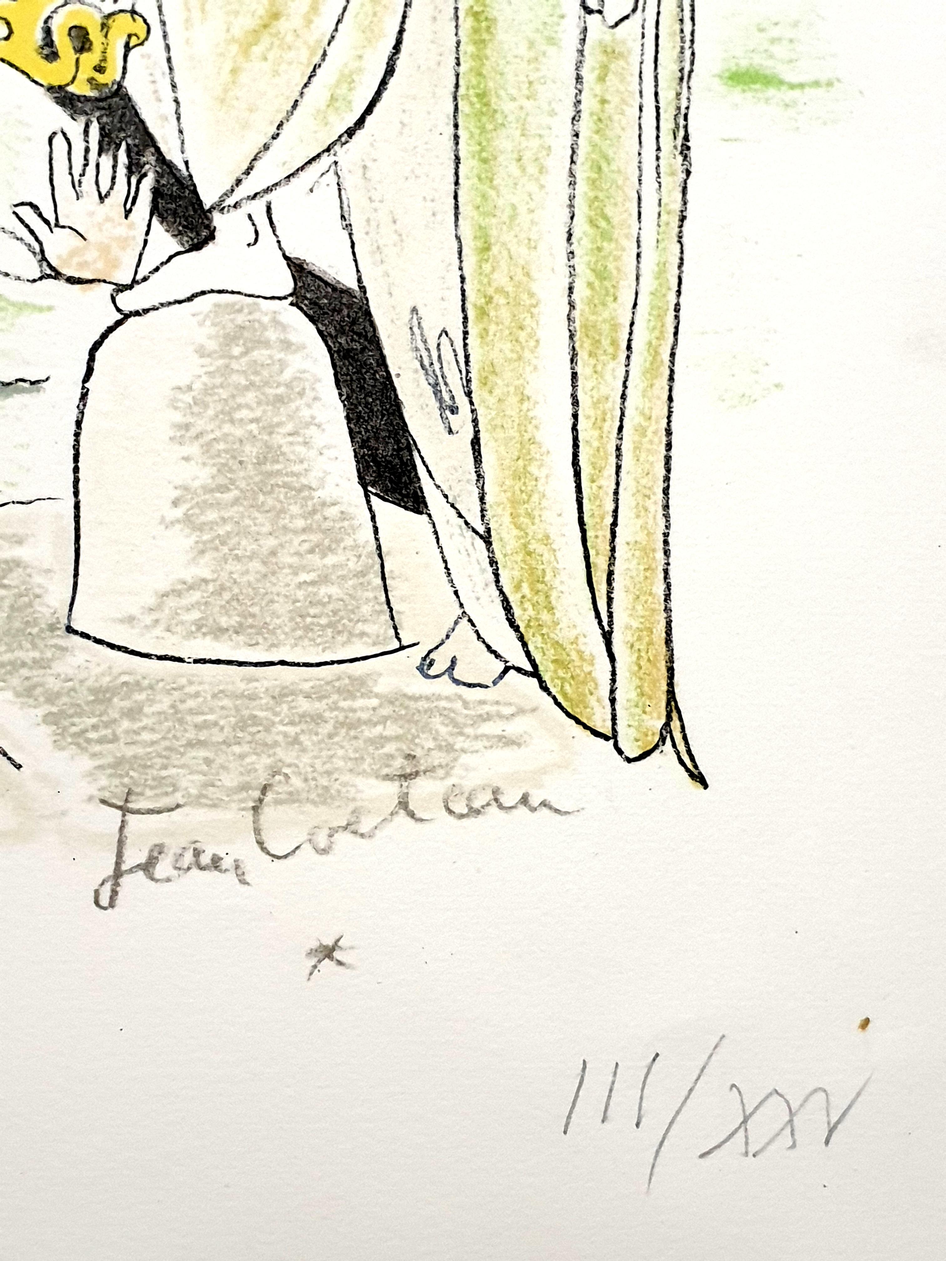 Jean Cocteau - Angel - Original Handcolored Lithograph For Sale 6