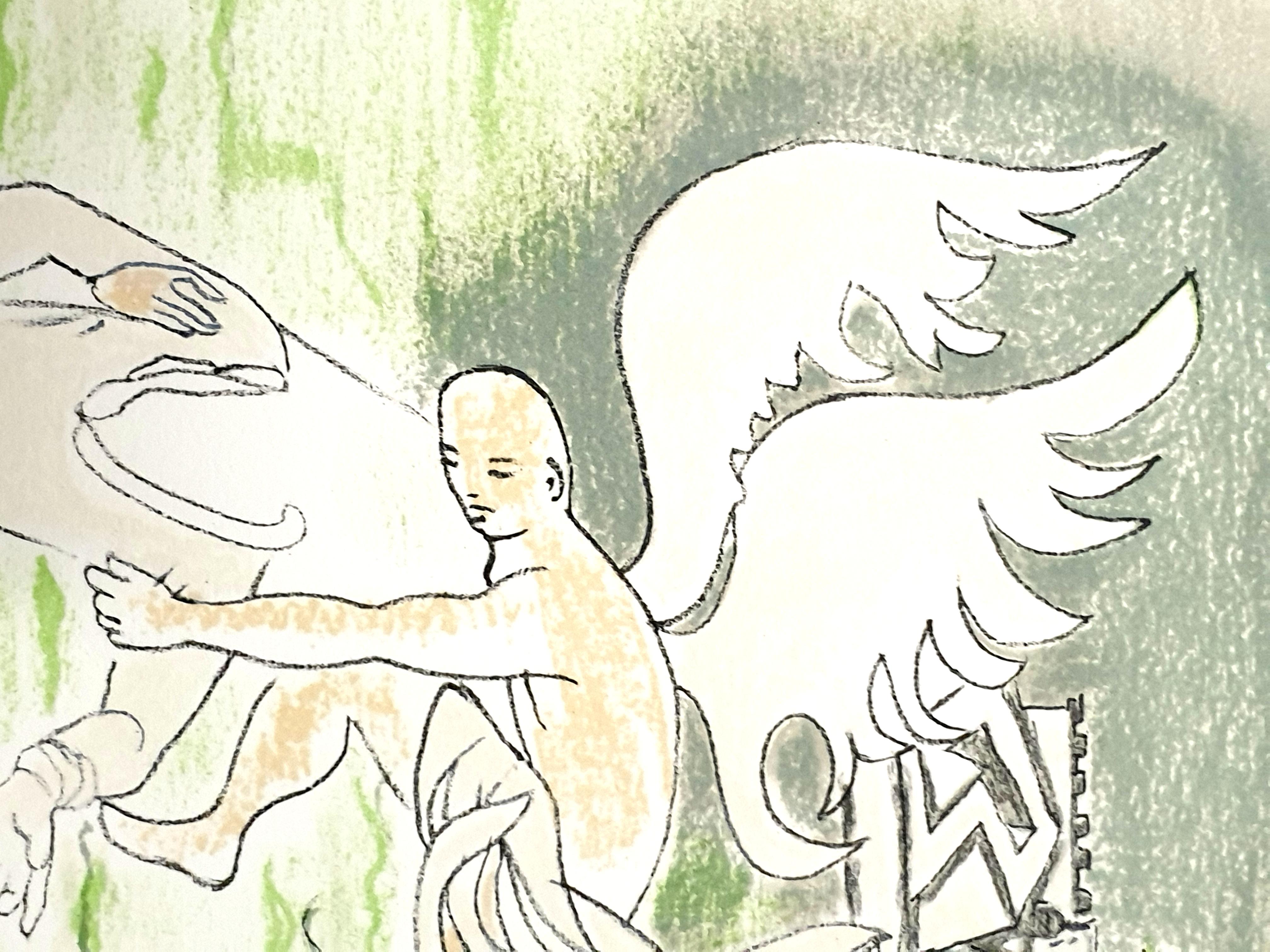 Jean Cocteau - Angel - Original Handcolored Lithograph For Sale 4