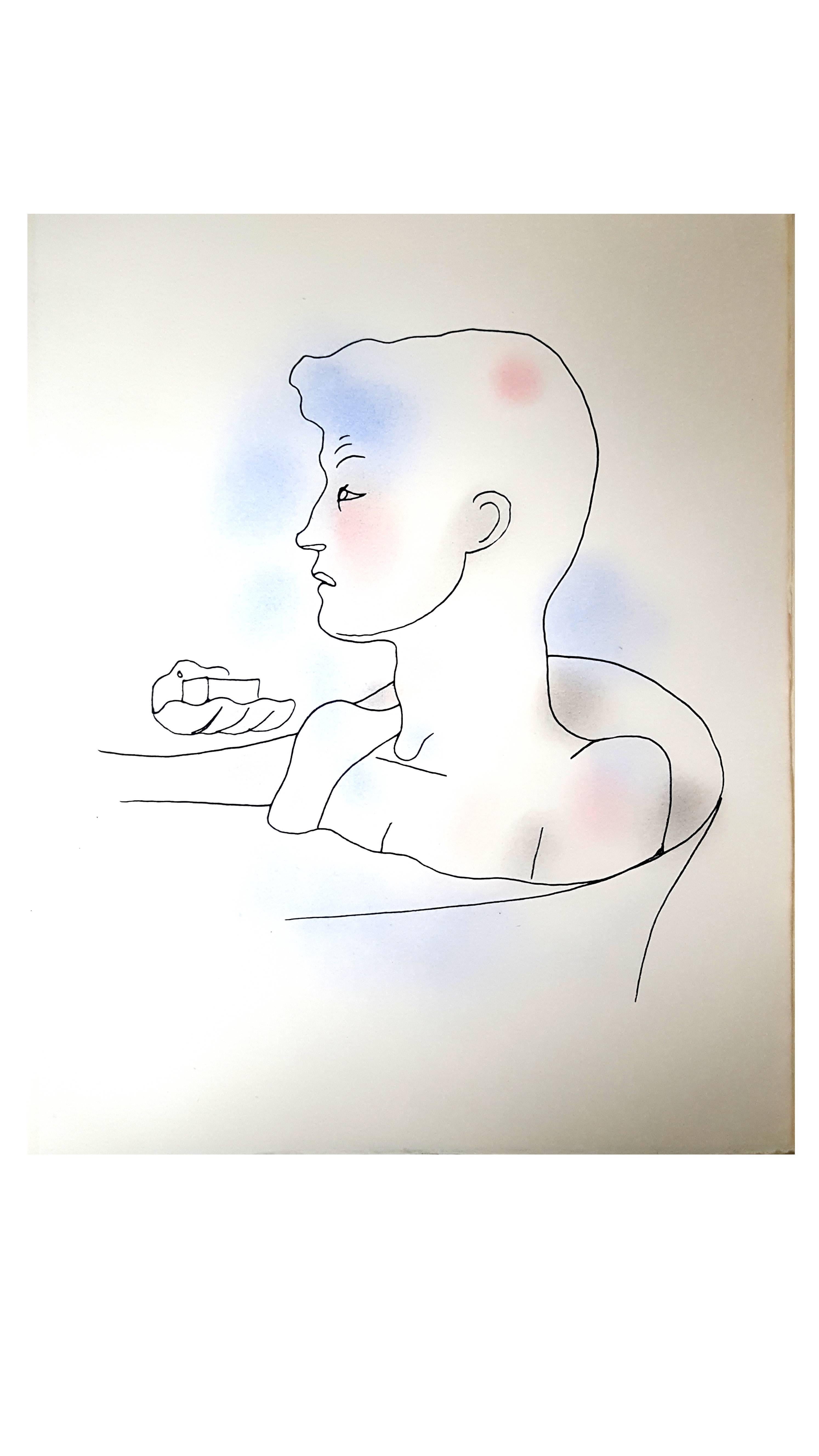 Jean Cocteau – Baden – Original handkolorierte Lithographie im Angebot 1