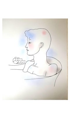 Jean Cocteau - Bath - Original Handcolored Lithograph