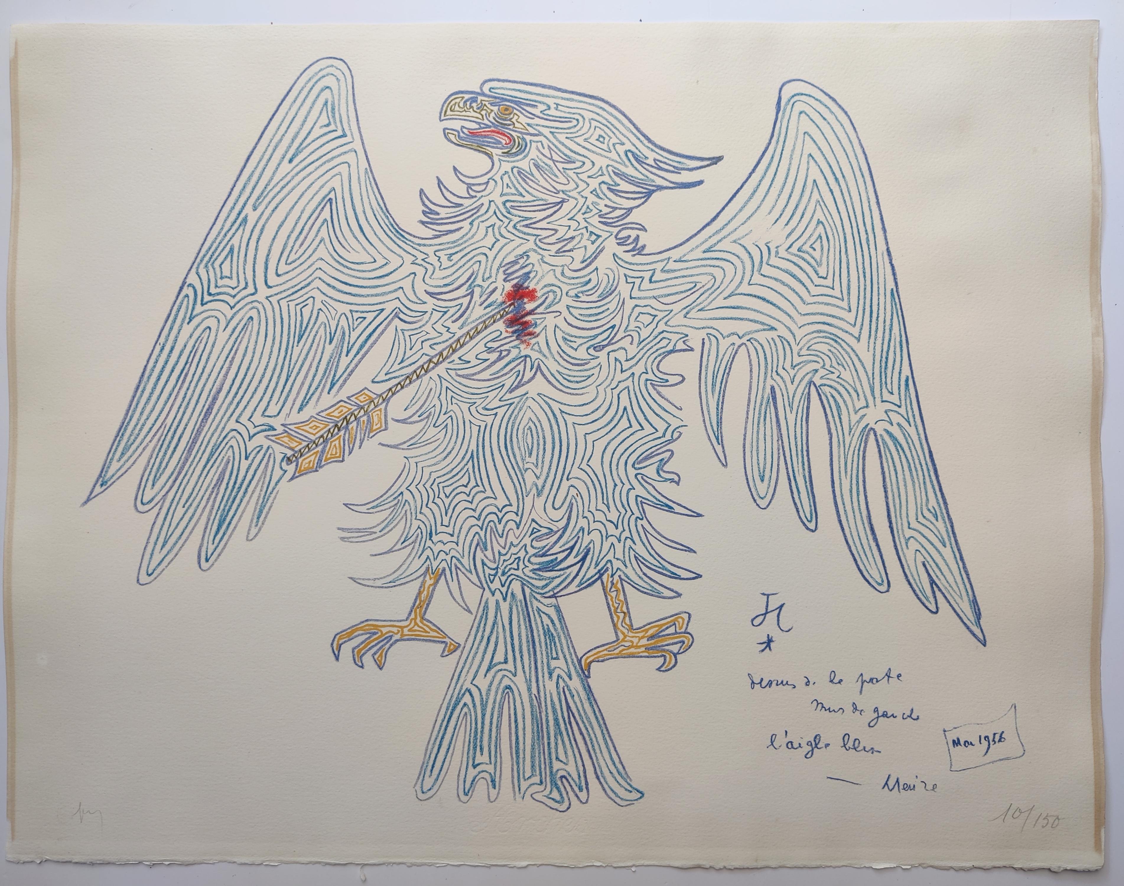 Jean Cocteau 
Blauer Adler, 1956 
Signiert unten links 
Auflage 10 / 150 unten rechts
Blattgröße: 65 x 50 cm 
Ungerahmt