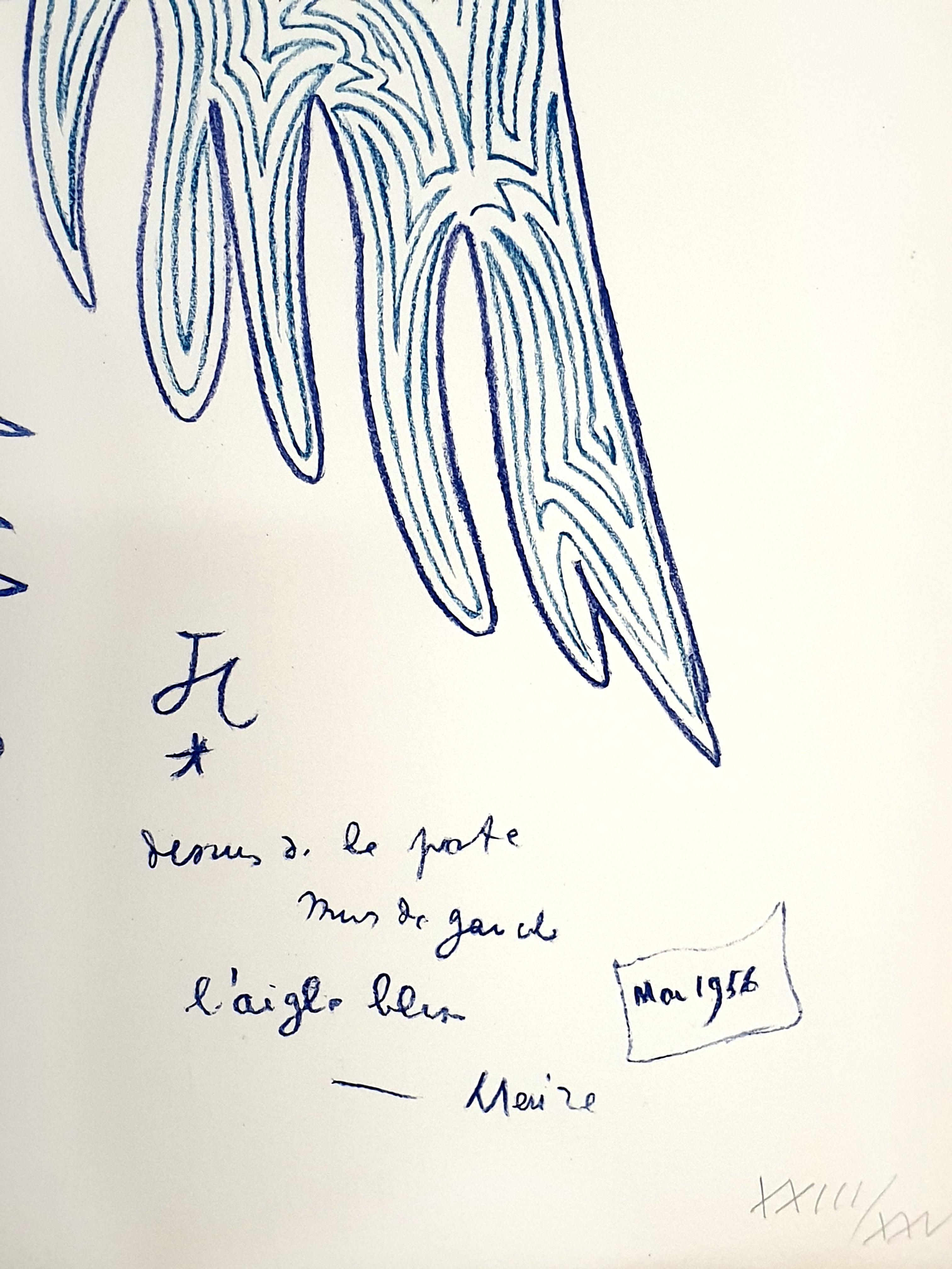 Jean Cocteau - Blauer Adler - Original Lithographie im Angebot 2