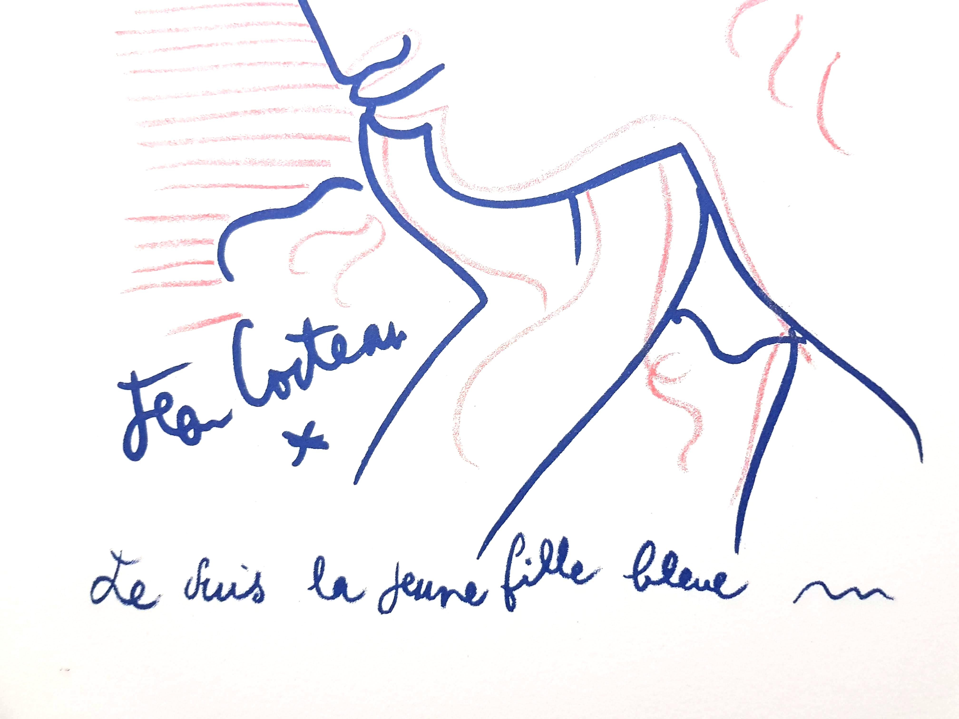 Jean Cocteau – Blaue Dame – Original-Lithographie im Angebot 3