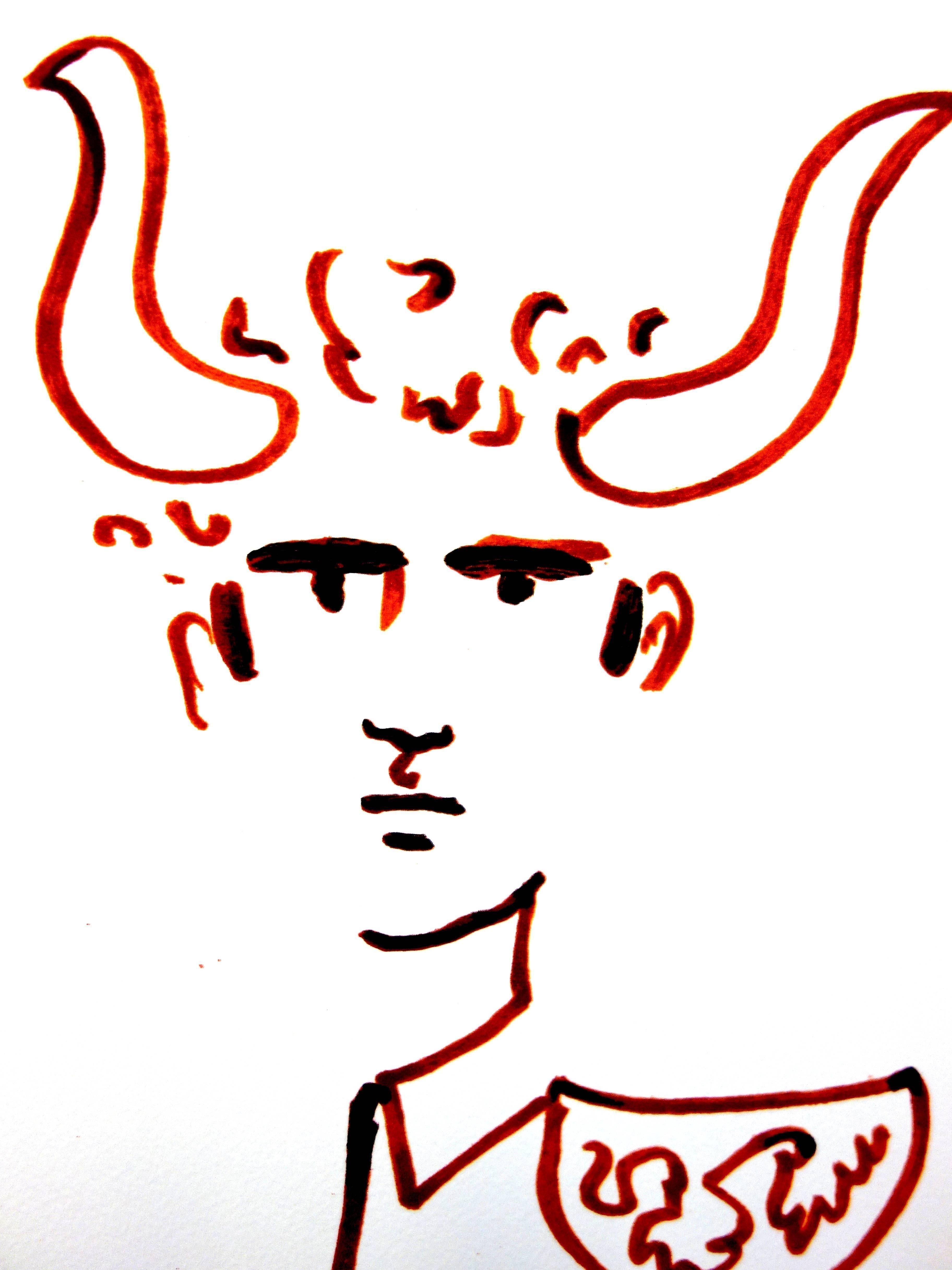 Jean Cocteau - Bull - Man - Original Lithograph For Sale 2