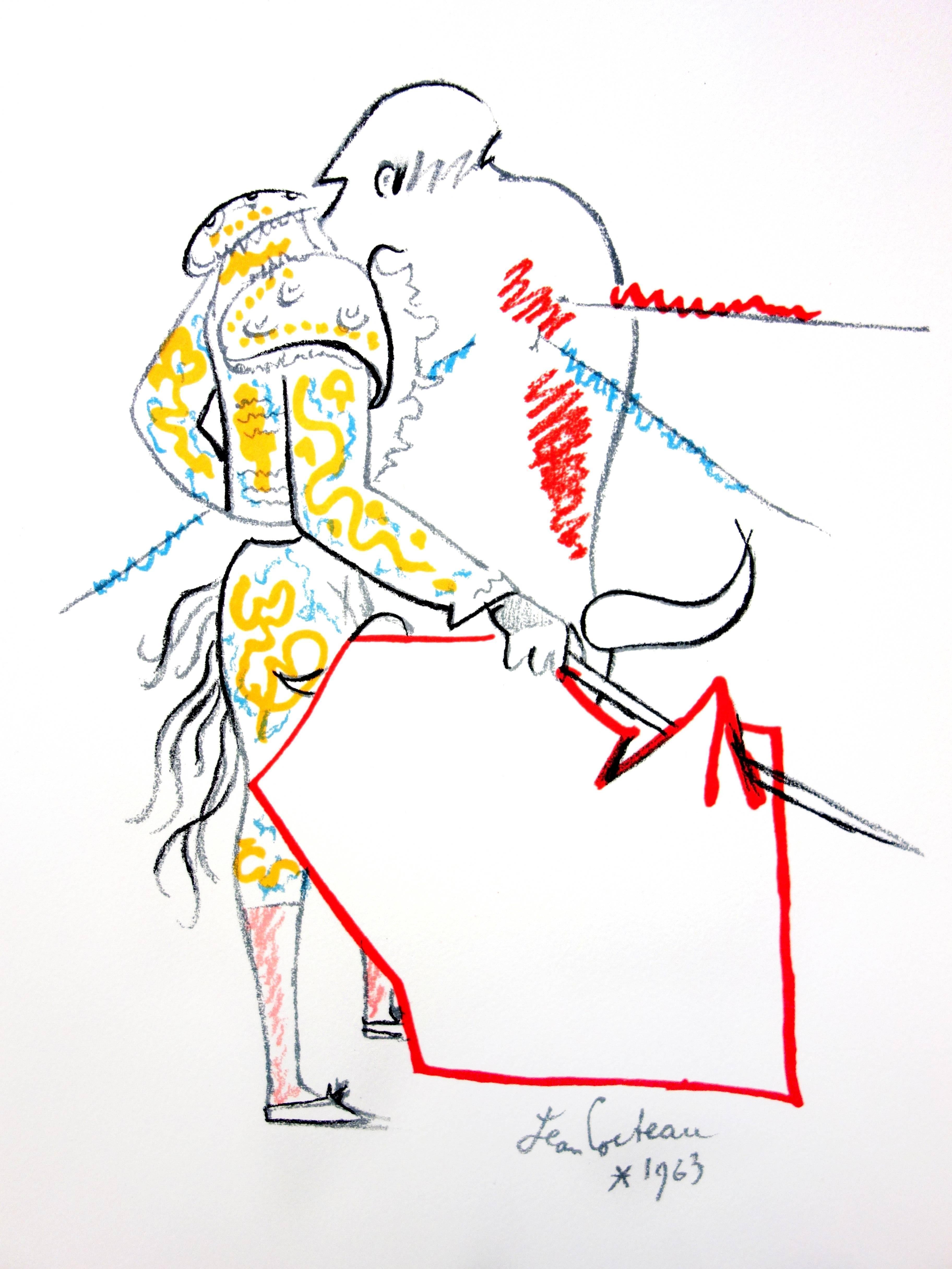 Original-Lithographie von Jean Cocteau
Titel: Taureaux
In der Platte signiert
Abmessungen: 40 x 30 cm
Auflage: 200
Luxuriöse Printausgabe aus dem Portfolio von Trinckvel
1965
Aus der letzten Mappe, an der Cocteau arbeitete und die kurz vor seinem