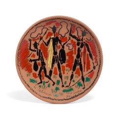 Jean Cocteau Ceramic Plate 'Les Trois garçons à l'écharpe jaune'