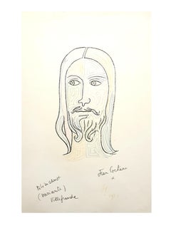 Jean Cocteau - Christ - Lithographie originale signée et colorée à la main