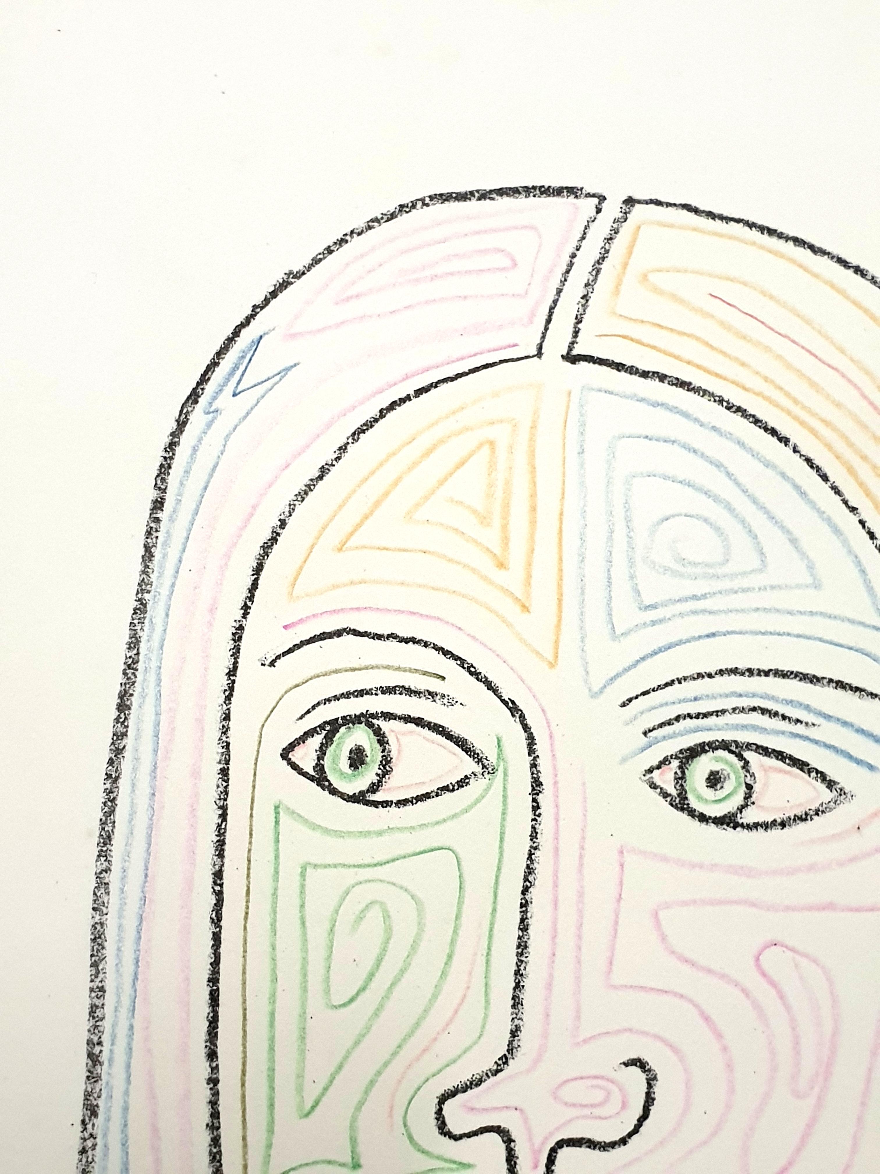 Jean Cocteau - Cristo - Litografia originale firmata e colorata a mano in vendita 4
