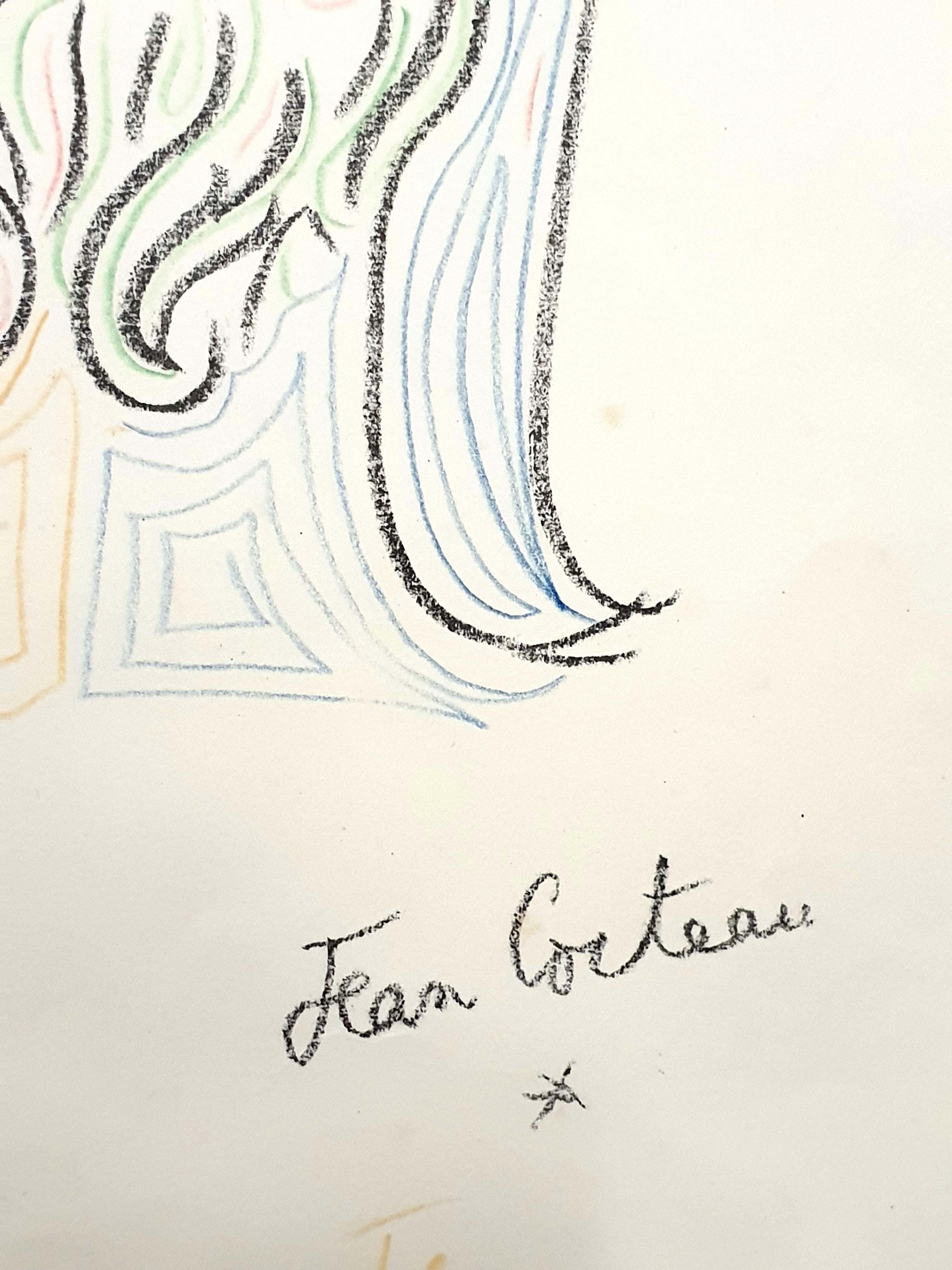 Jean Cocteau - Christ - Lithographie originale signée et colorée à la main en vente 3