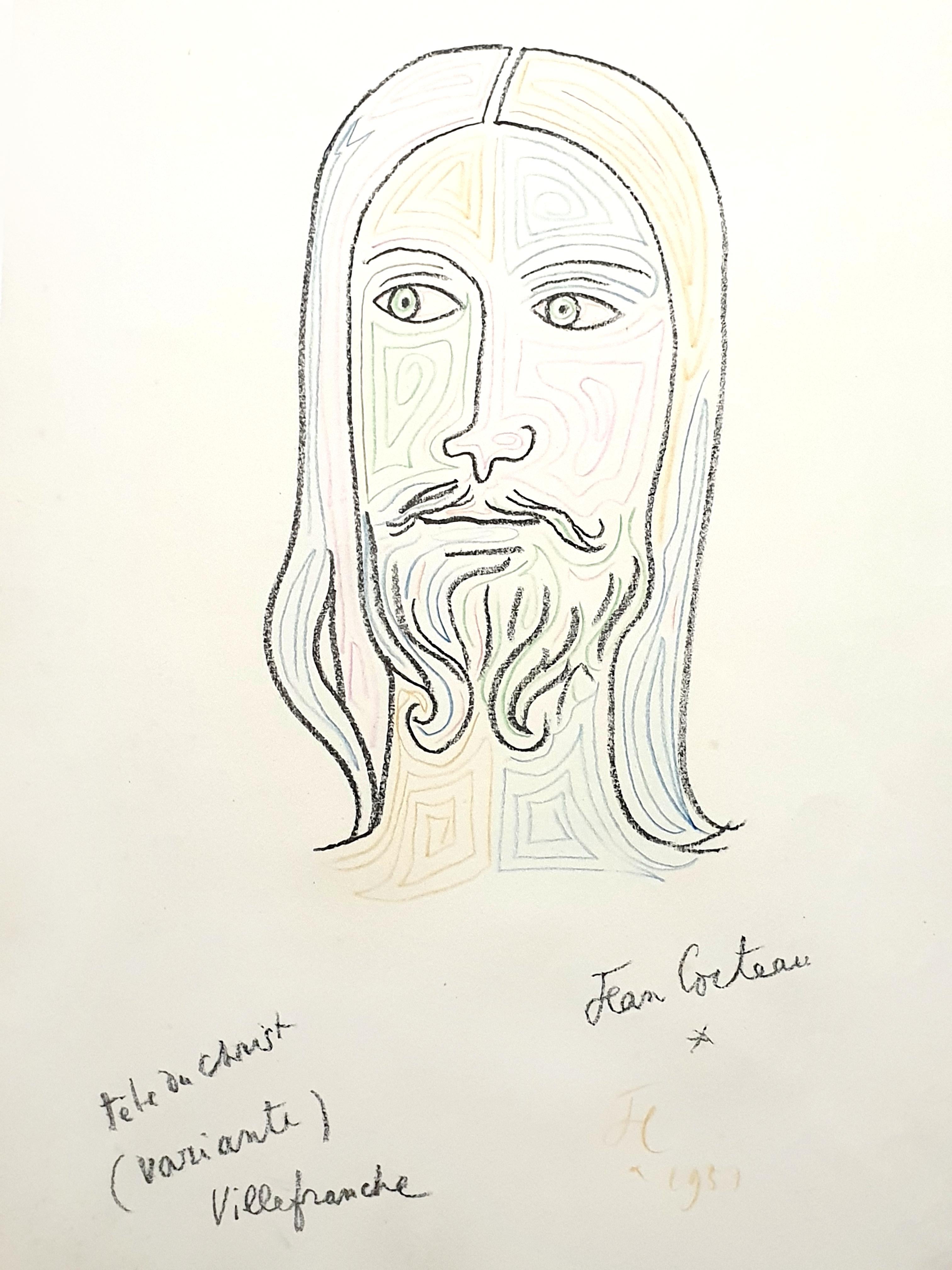 Jean Cocteau - Christ - Original Handsigned and Handcolored Lithograph