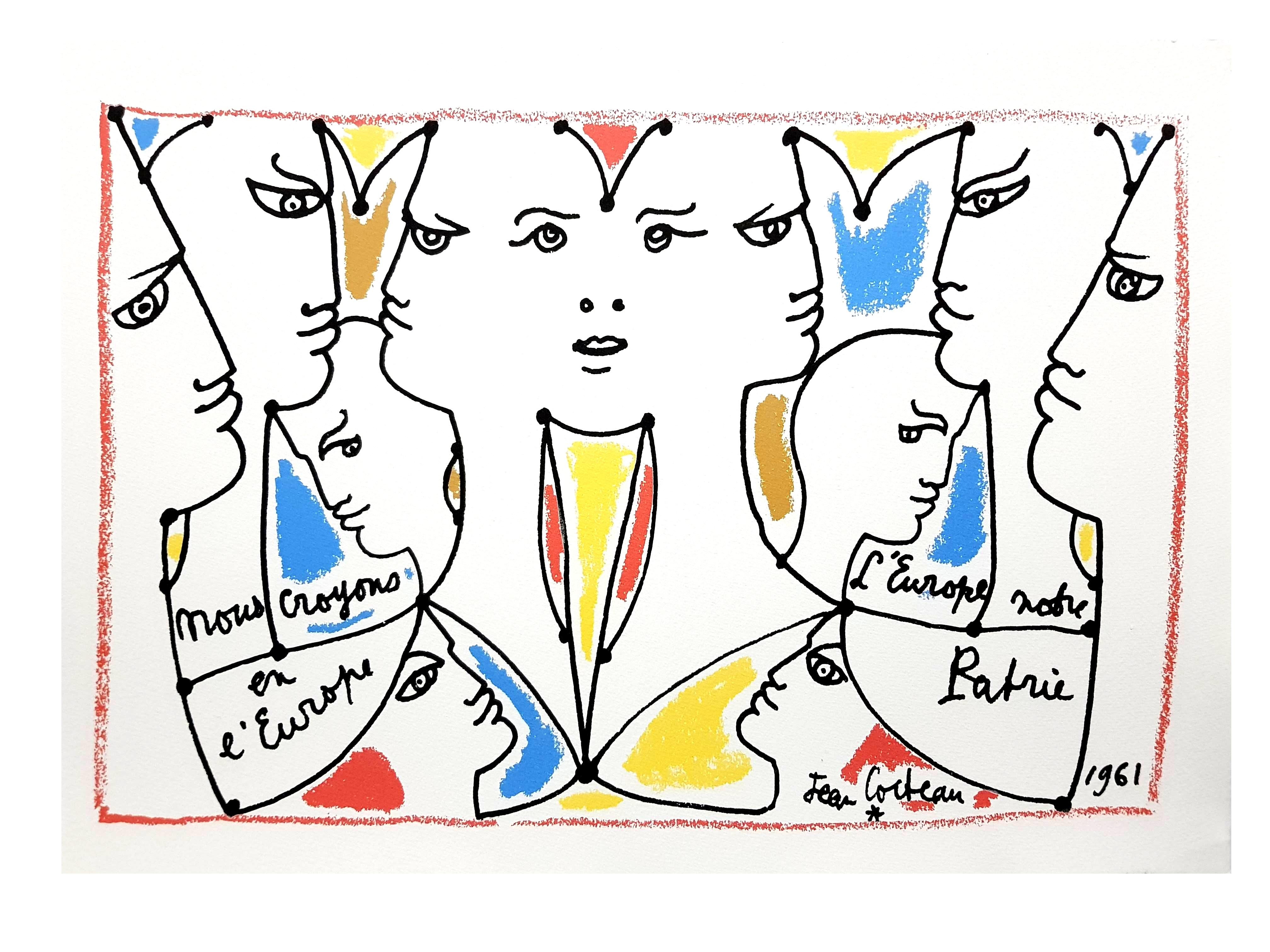 Jean Cocteau (después de) - Europa Nuestro País - Litografía en venta 7