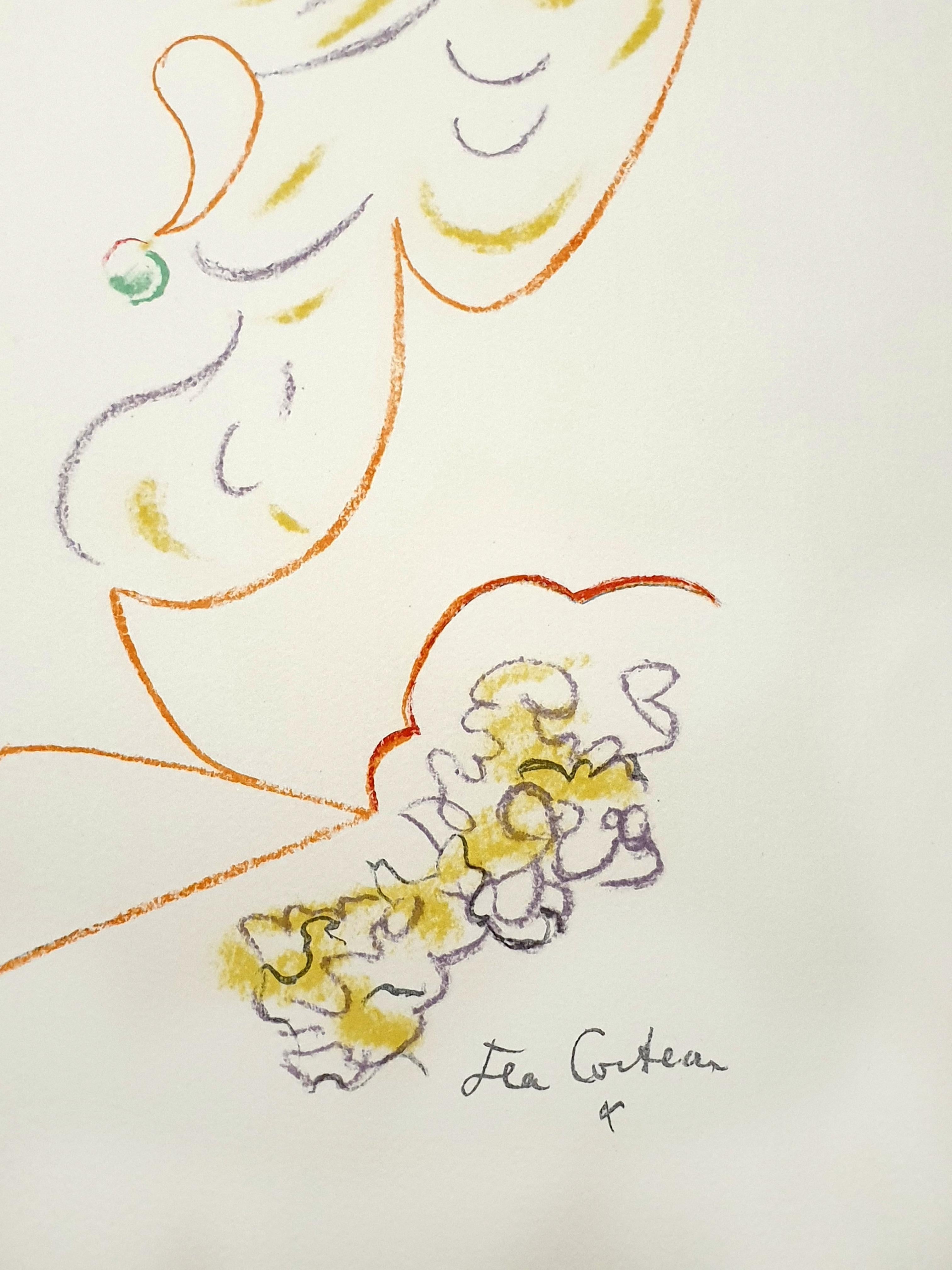 Jean Cocteau - Lady with Flowered Hat - Original Lithograph 3