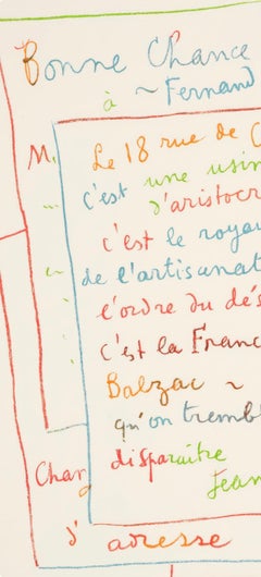 Jean Cocteau, Manuscript, from Memories and Portraits of Artists, 1972 (after)