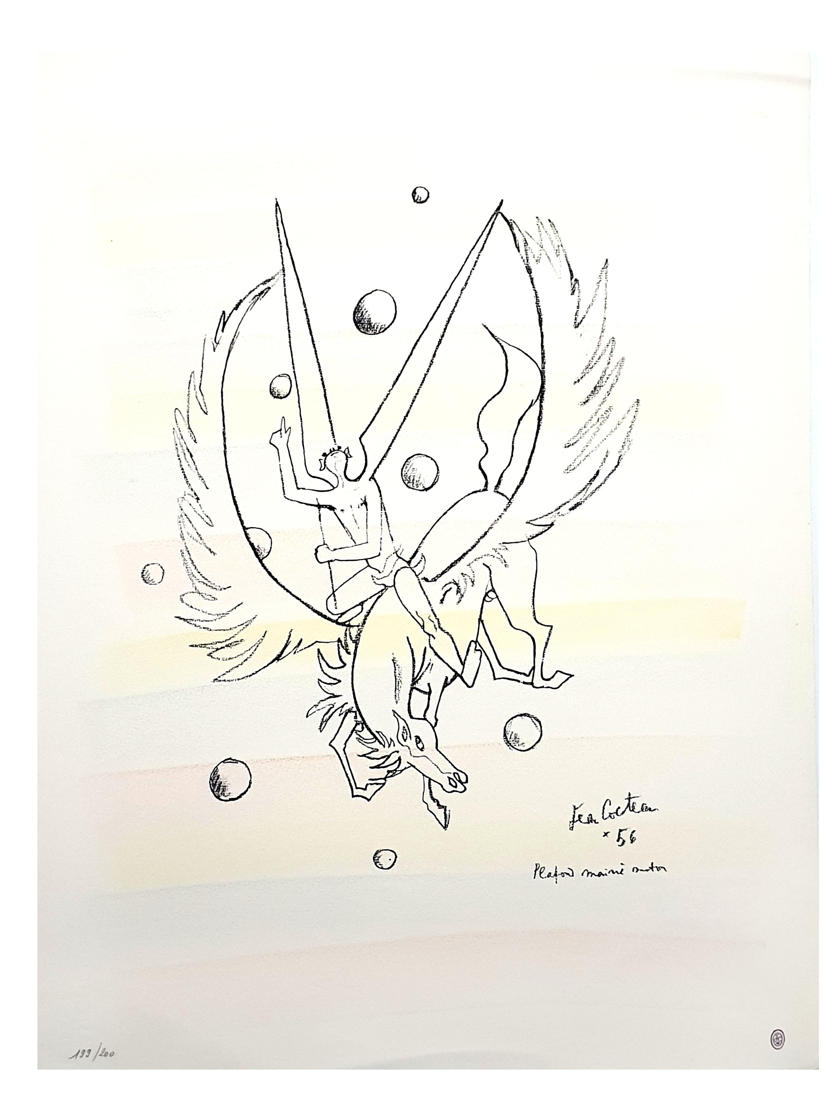Jean Cocteau - Pegasus - Original Handcolored Lithograph 1
