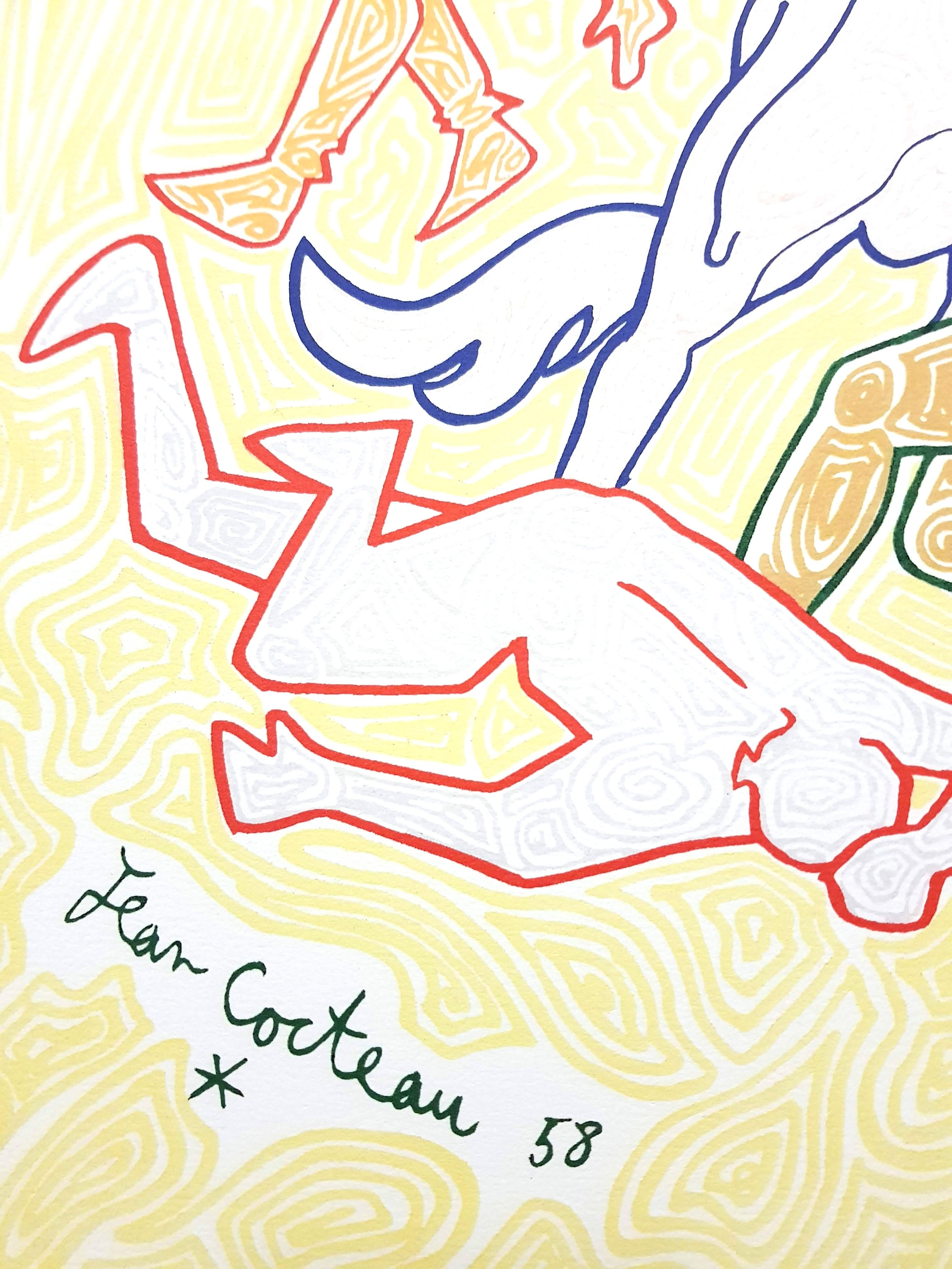 Jean Cocteau - Poets - Original Lithograph For Sale 1
