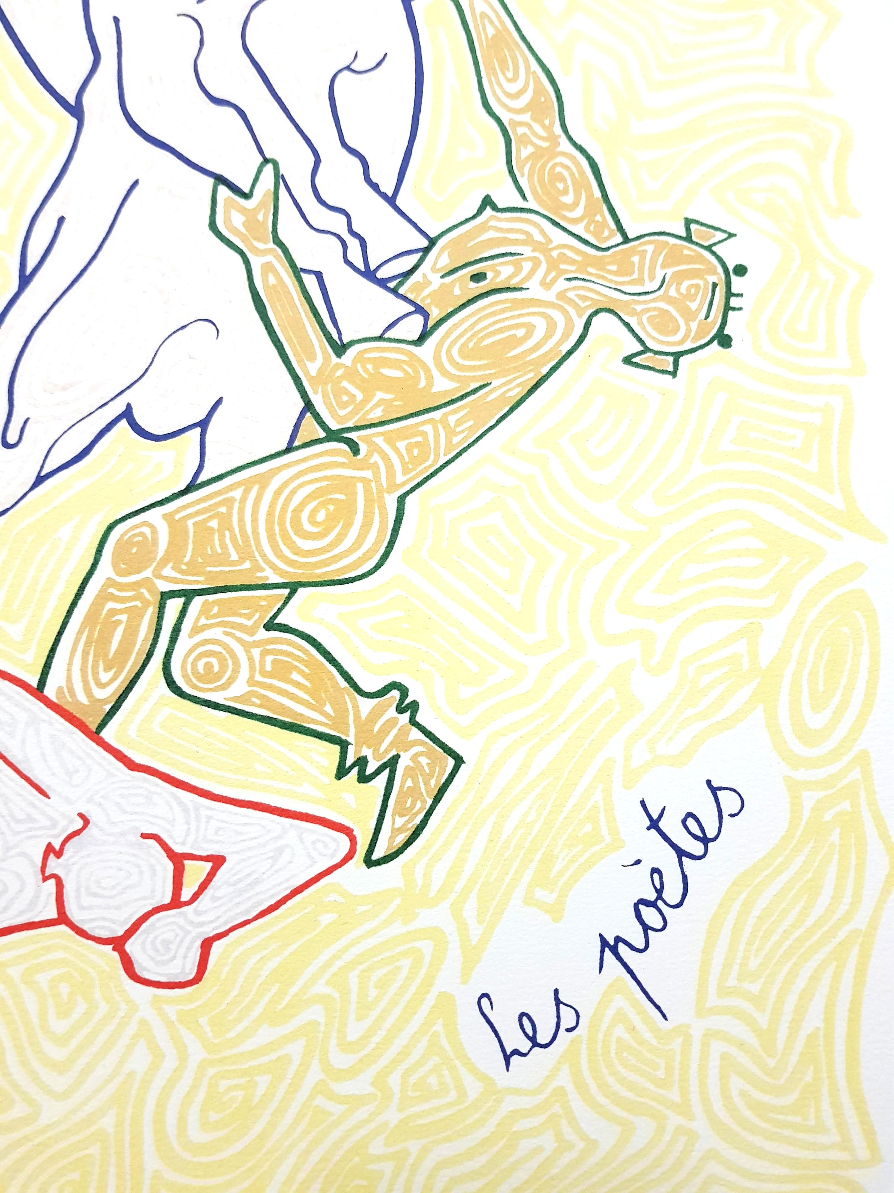 Jean Cocteau - Poets - Original Lithograph For Sale 4