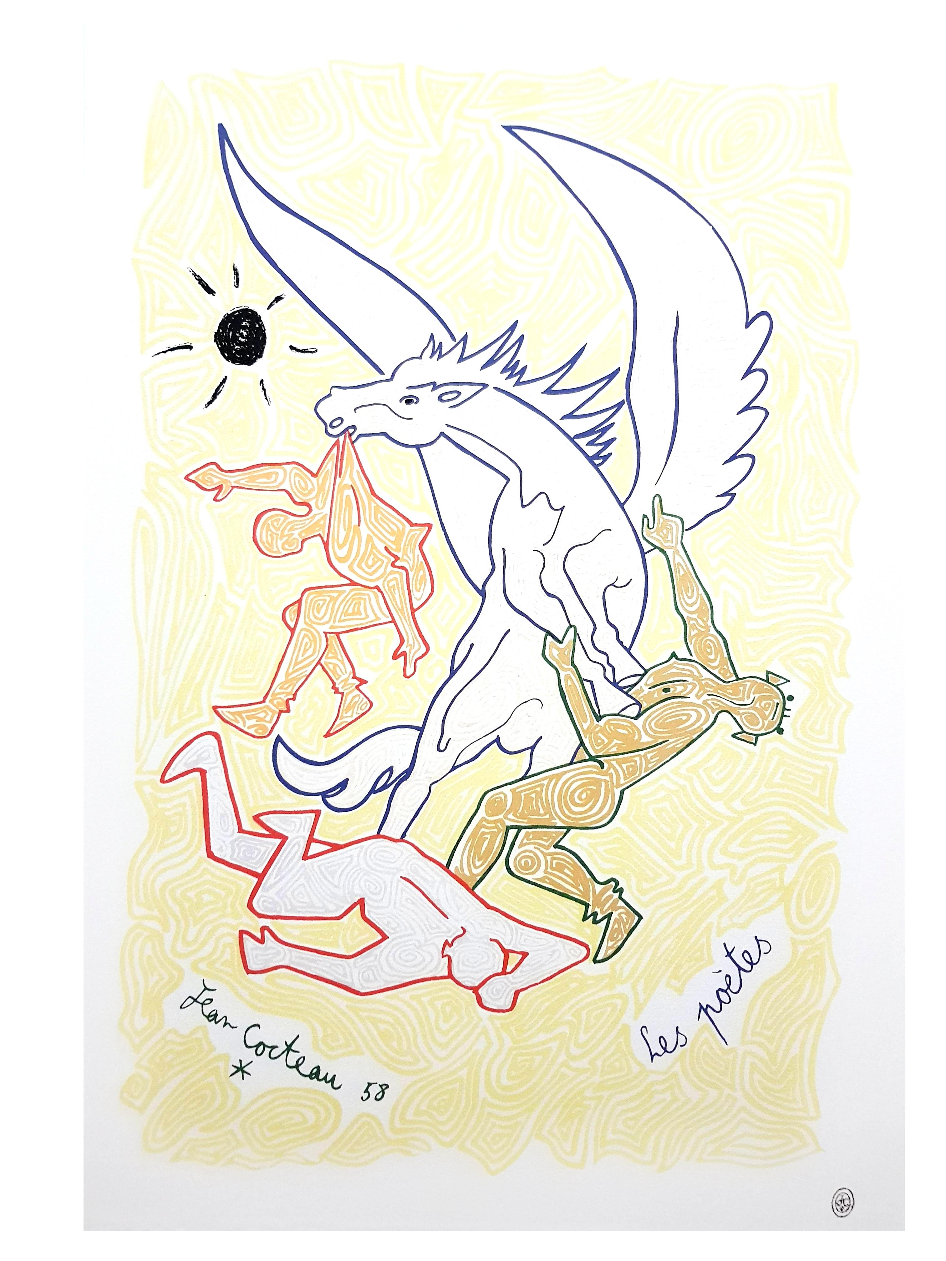 Jean Cocteau - Poets - Original Lithograph For Sale 7