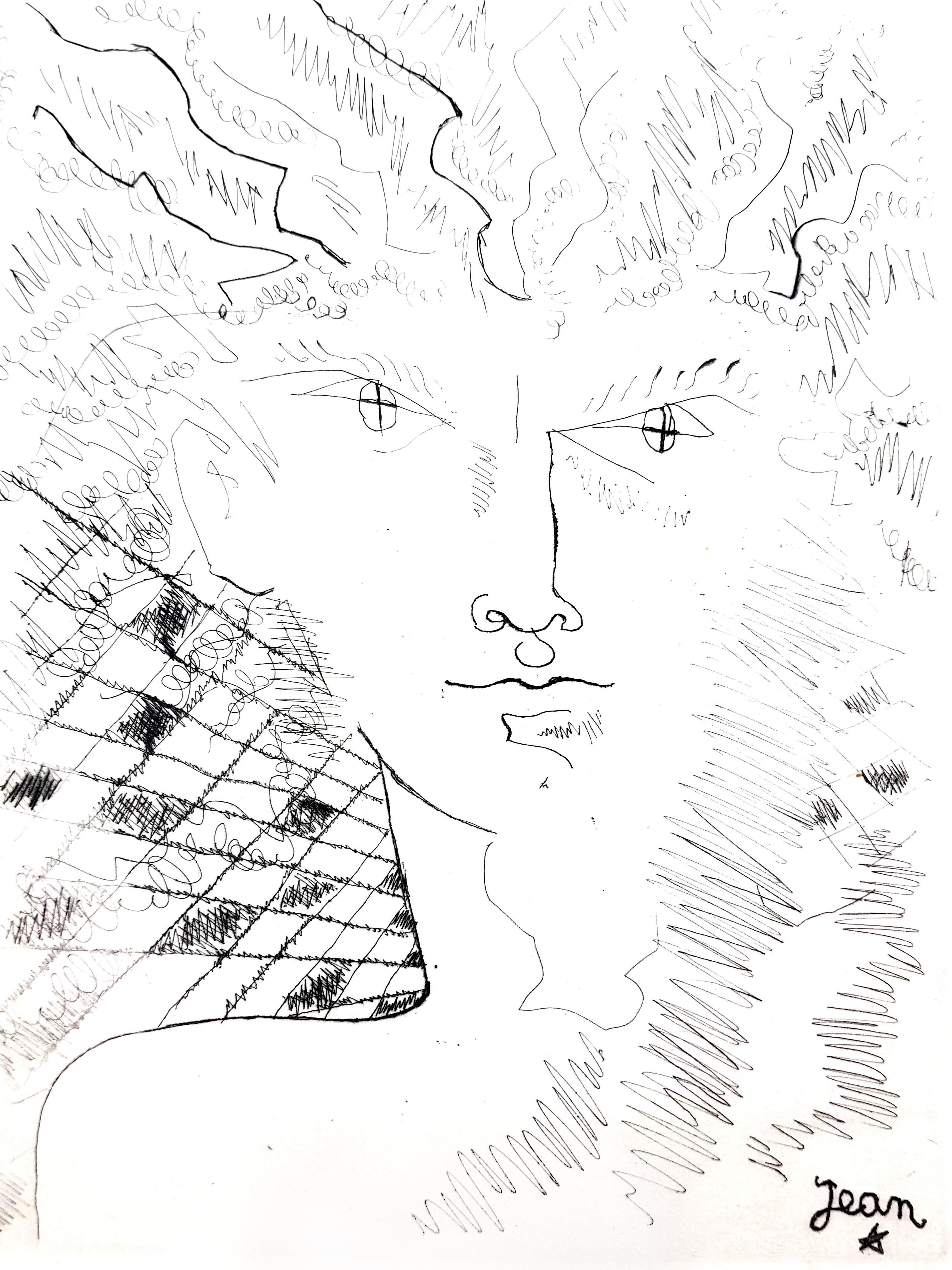 Jean Cocteau - Portrait - Original Etching For Sale 1