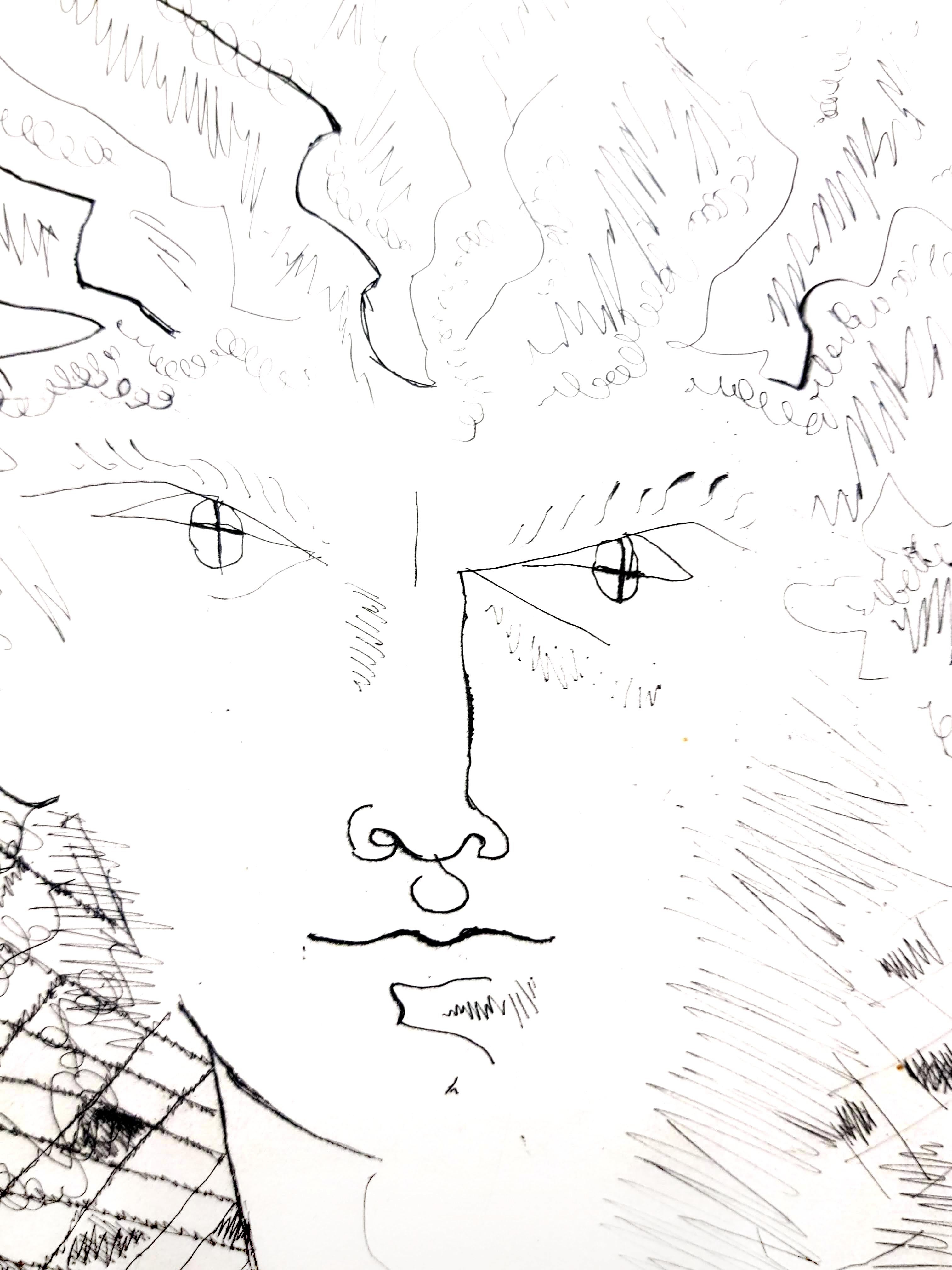 Jean Cocteau - Retrato - Aguafuerte original en venta 3