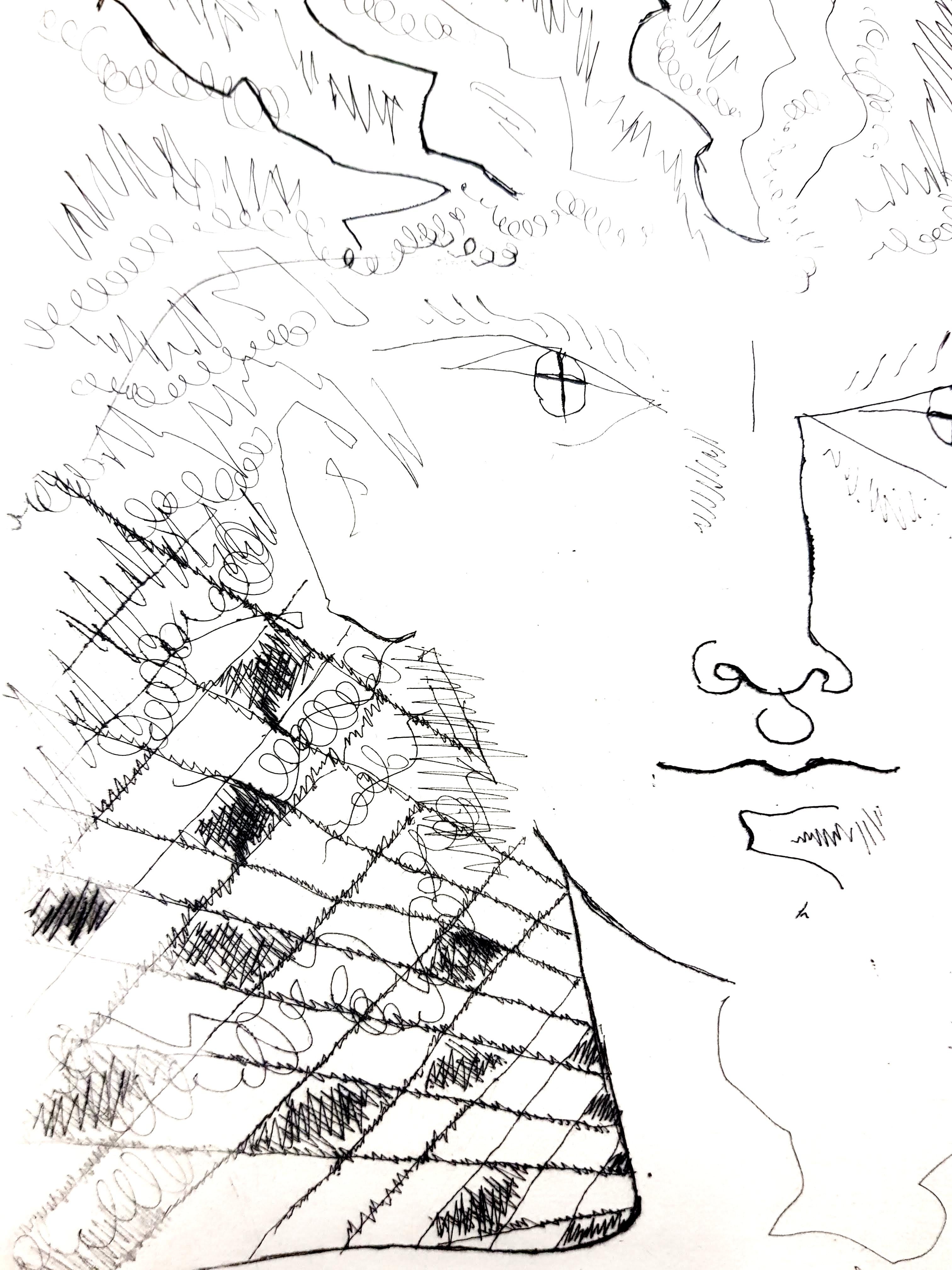 Jean Cocteau - Portrait - Original Etching For Sale 5
