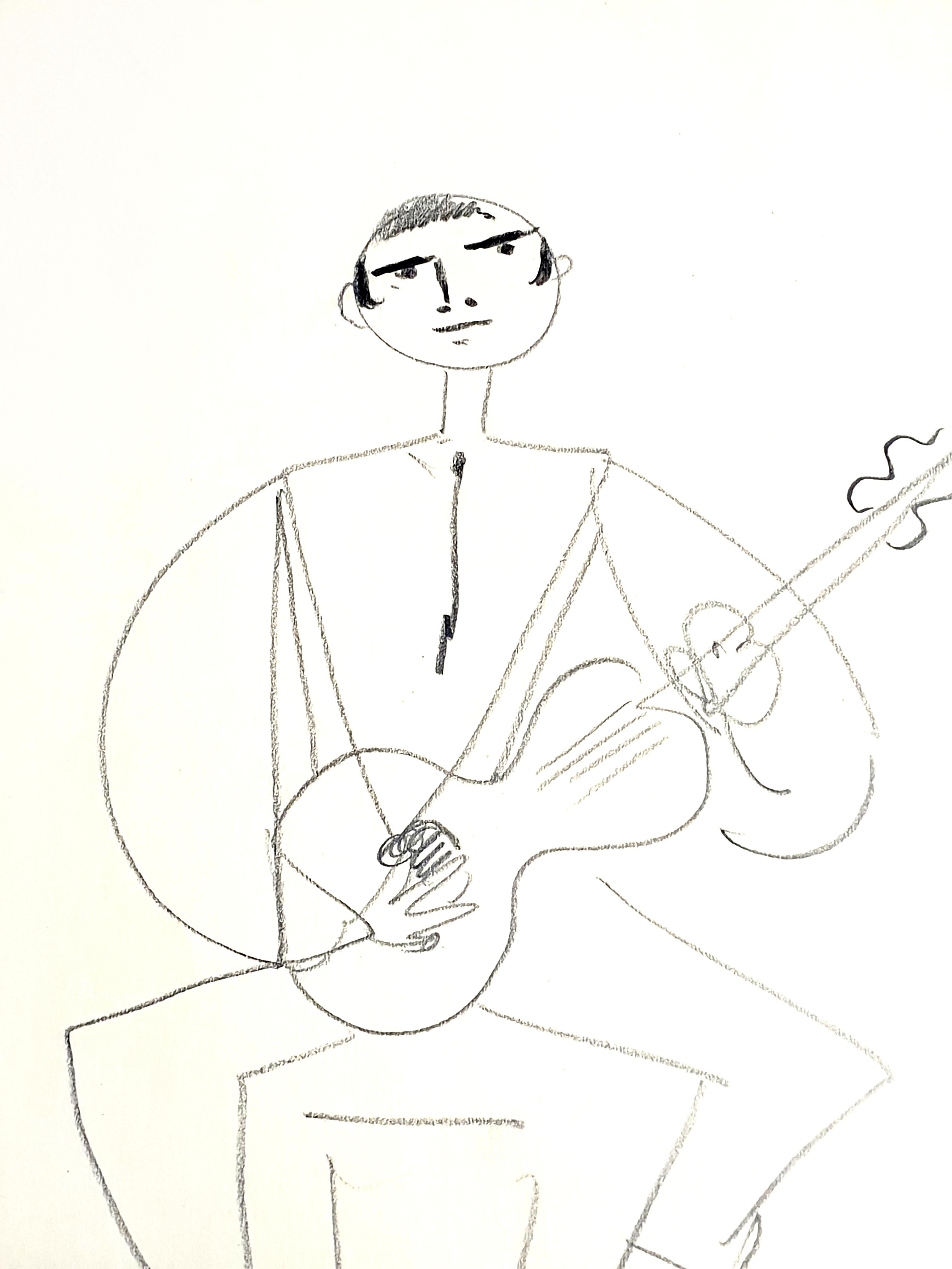 Jean Cocteau - Spanish Guitarist - Original Drawing For Sale 1