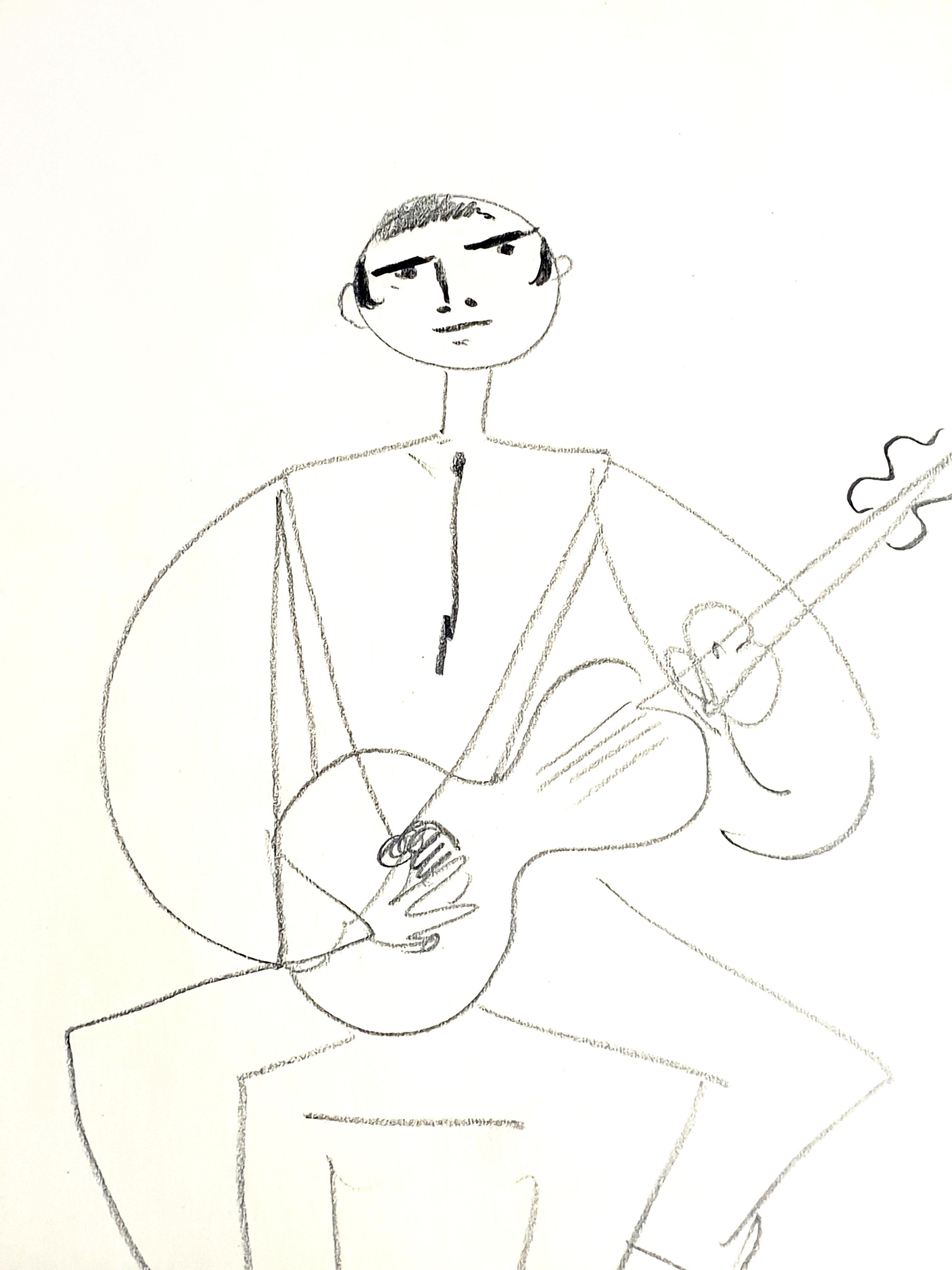 Jean Cocteau - Guitarrista Español - Dibujo Original 2