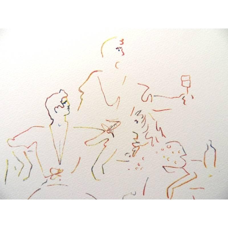 Lithograph after a drawing by Jean Cocteau
Title: Spanish Party
1971
signed in the stone/printed signature
Dimensions: 38 x 28 cm
Lithograph made for the portfolio 