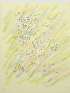 Jean Cocteau - Étude pour le mur - Lithographie originale signée à la main