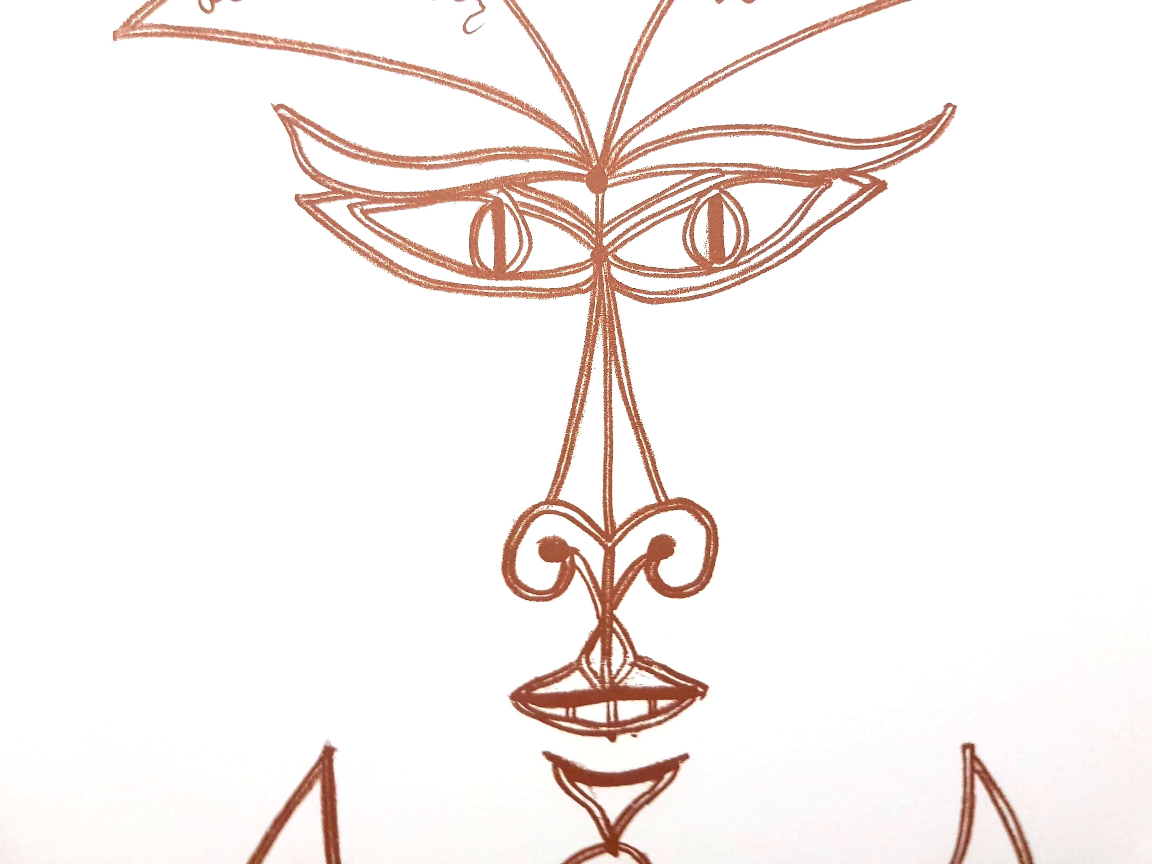 Jean Cocteau - Sonrisa surrealista - Litografía original en venta 3