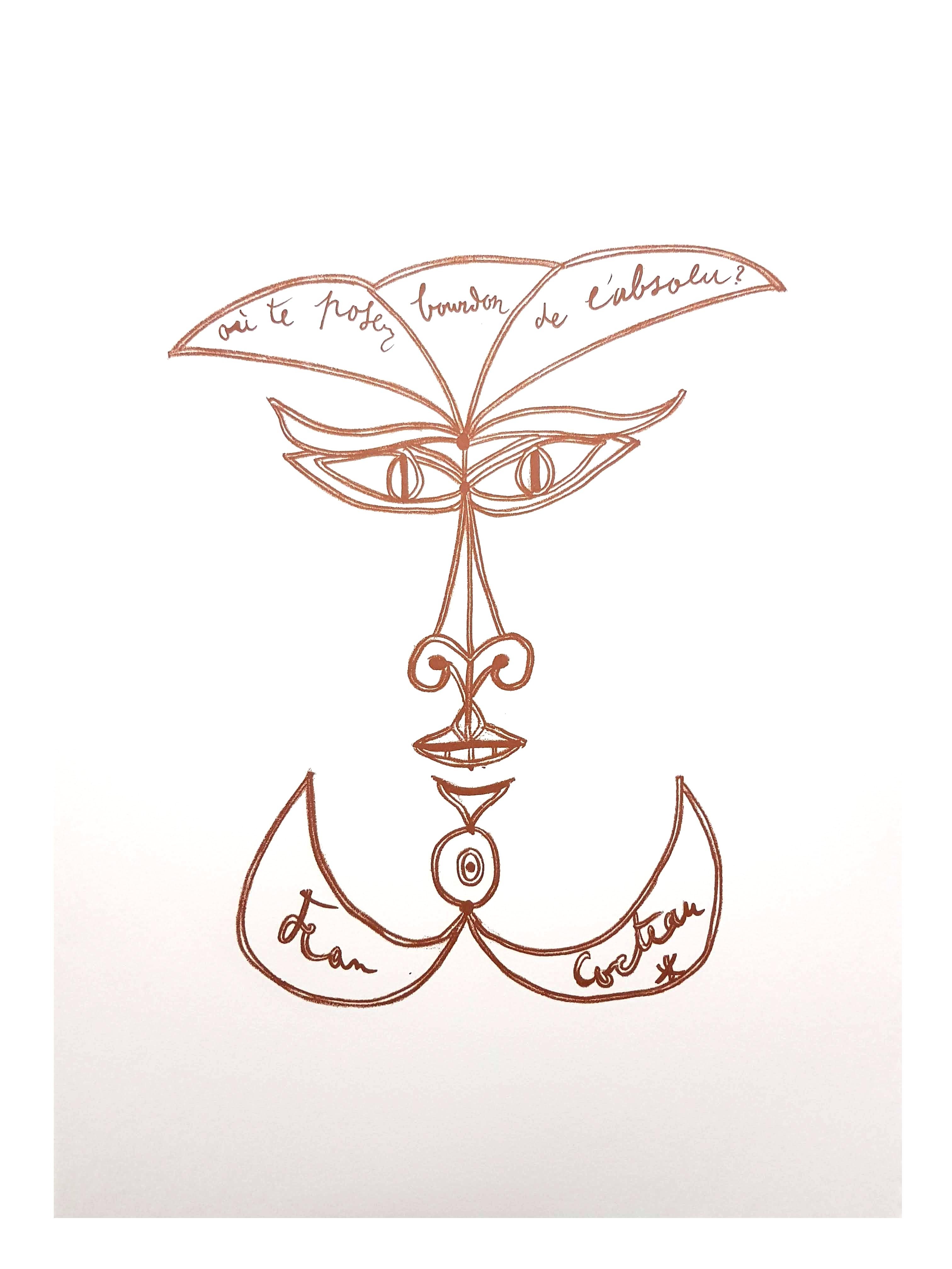 Jean Cocteau - Surrealist Smile - Original Lithograph For Sale 4
