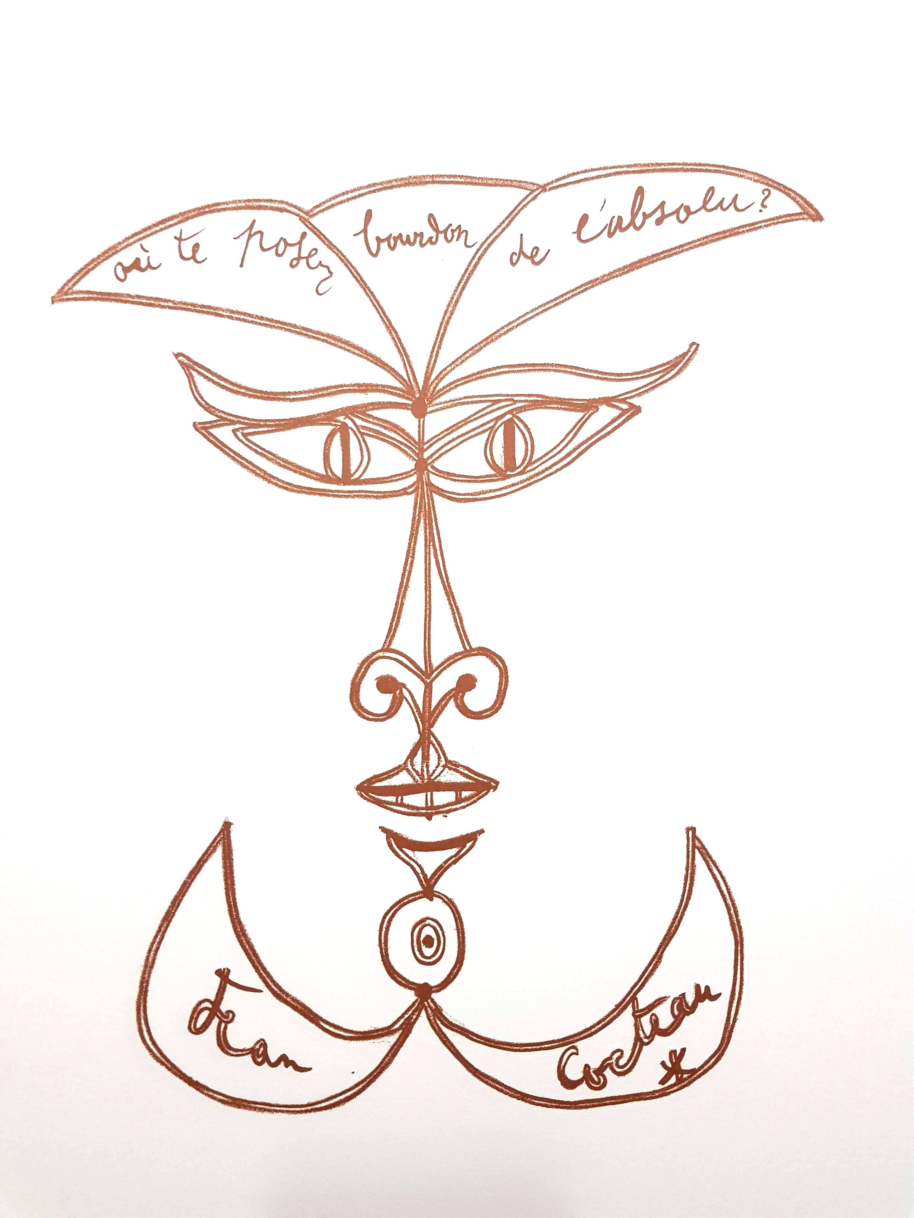 Litografía original de Jean Cocteau
Título: Sonrisa surrealista 
Firmado en la placa
Dimensiones: 32 x 25,5 cm
Edición: 200
1959
Editorial: Bibliophiles Du Palais
Sin numerar tal como se emitió