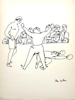Jean Cocteau - The Fight - Original Signed Drawing