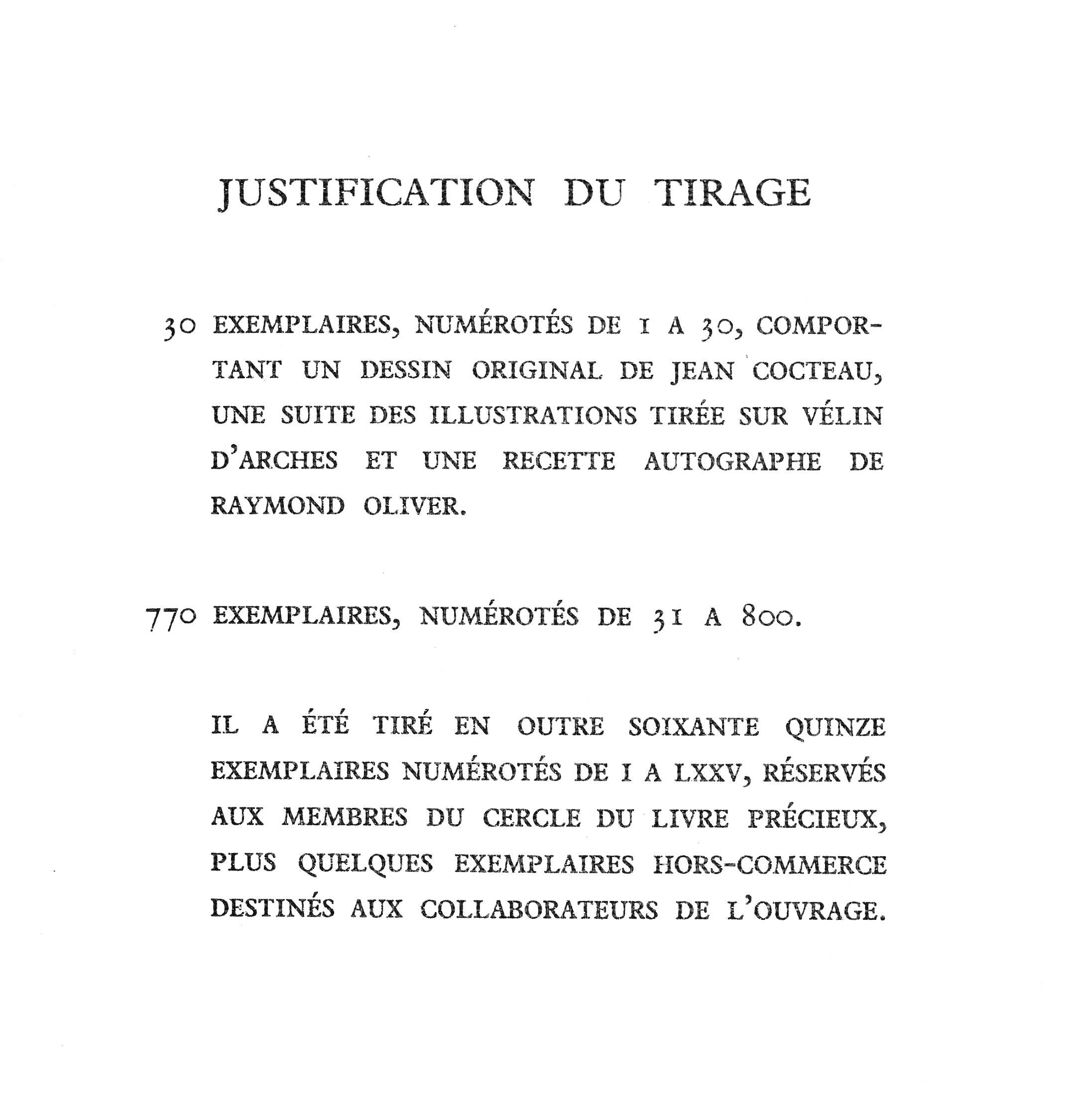 Jean Cocteau, Senza titolo, da Ricette per un amico, 1964 in vendita 5
