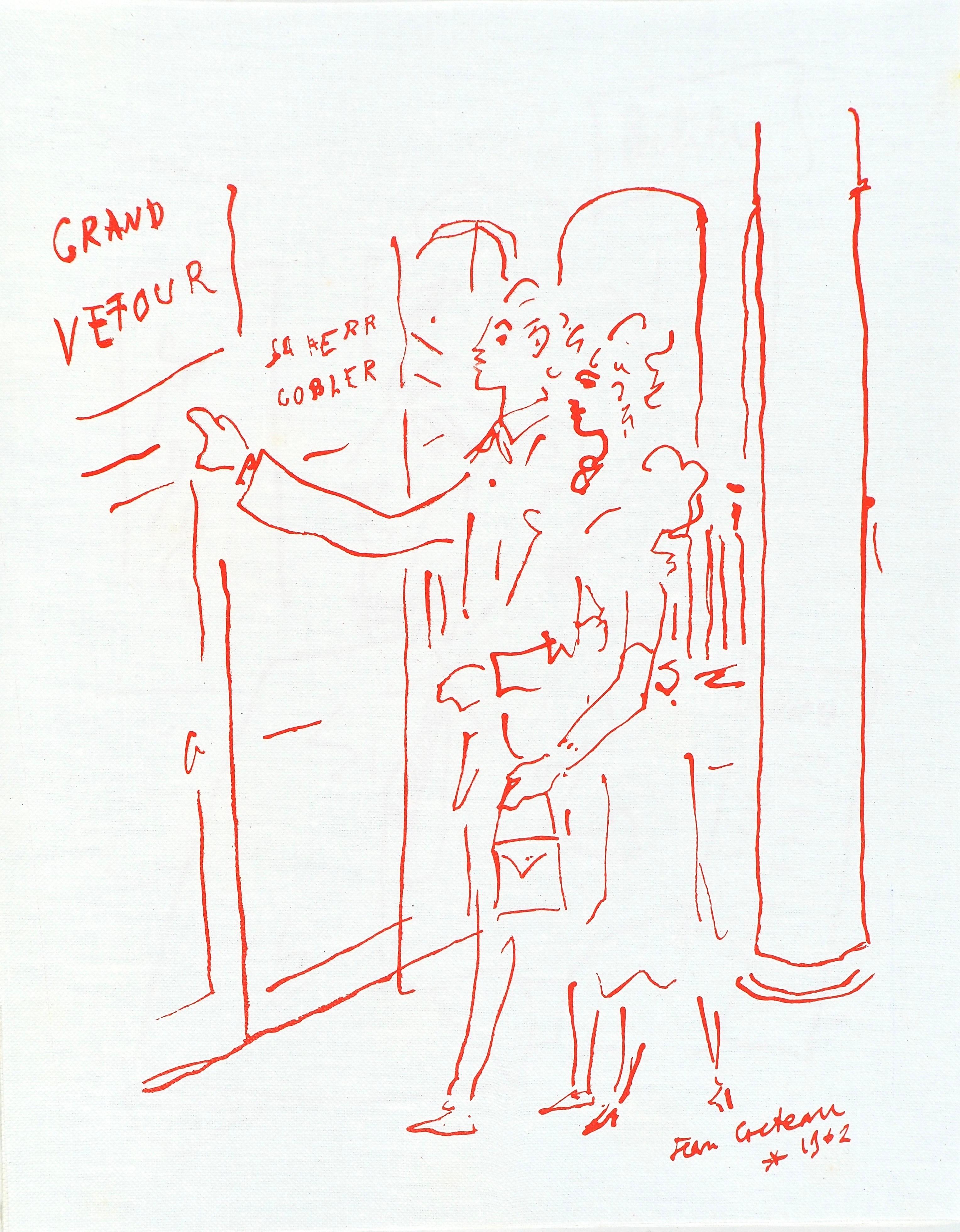 Cette exquise lithographie de Jean Cocteau (1889-1963), intitulée Sans titre, provient de l
album Recettes pour un ami, illustrations de Jean Cocteau, publié et imprimé par la Galerie Jean Giraudoux, Paris, 1964. La composition reflète le talent de