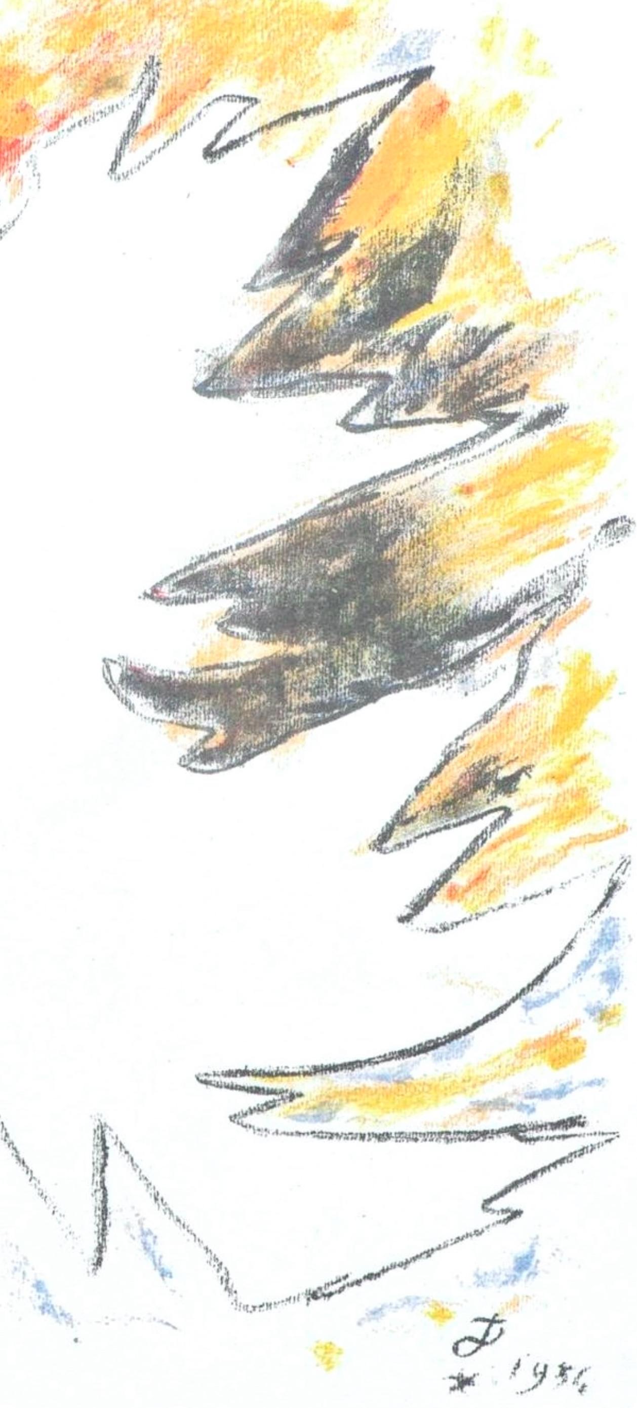 Jean Cocteau, Sans titre, extrait de Sous le manteau du feu, 1955 en vente 3