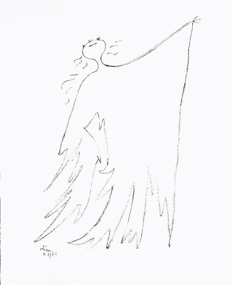 Jean Cocteau, Sans titre, extrait de Sous le manteau du feu, 1955 en vente 4