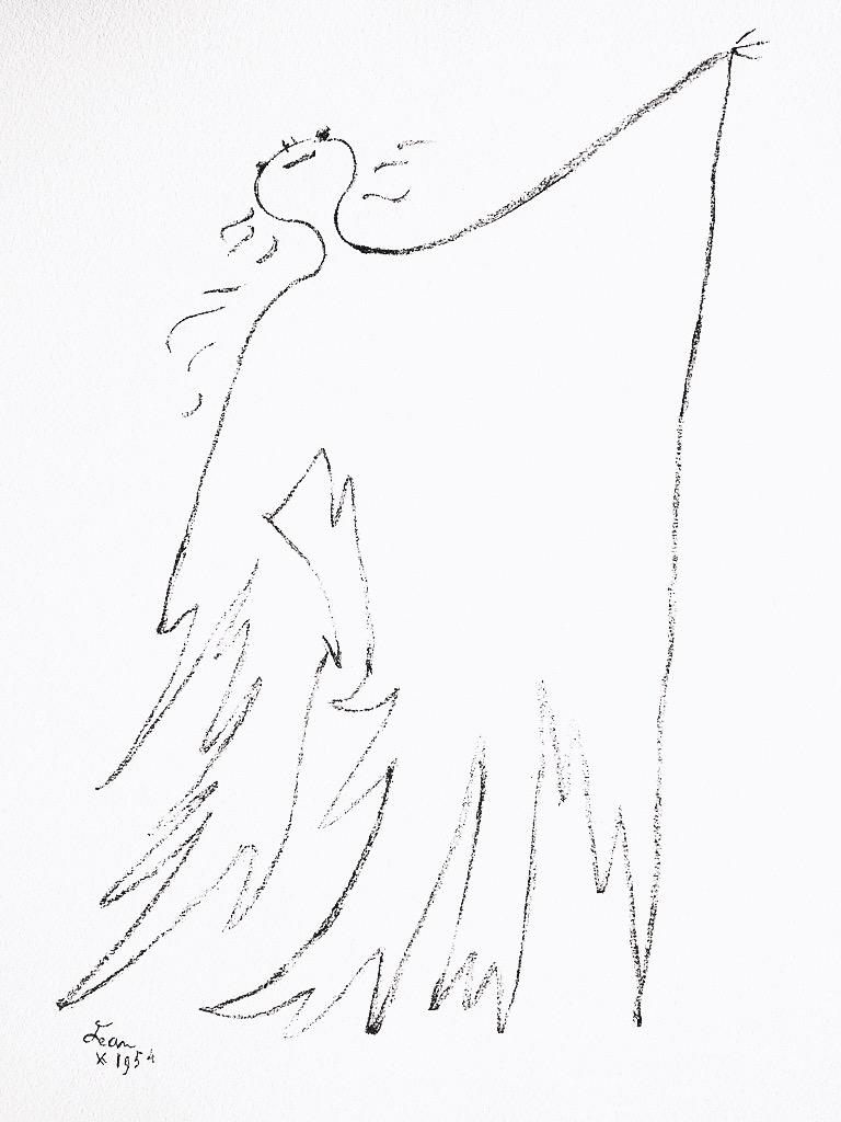 Jean Cocteau, Sans titre, extrait de Sous le manteau du feu, 1955