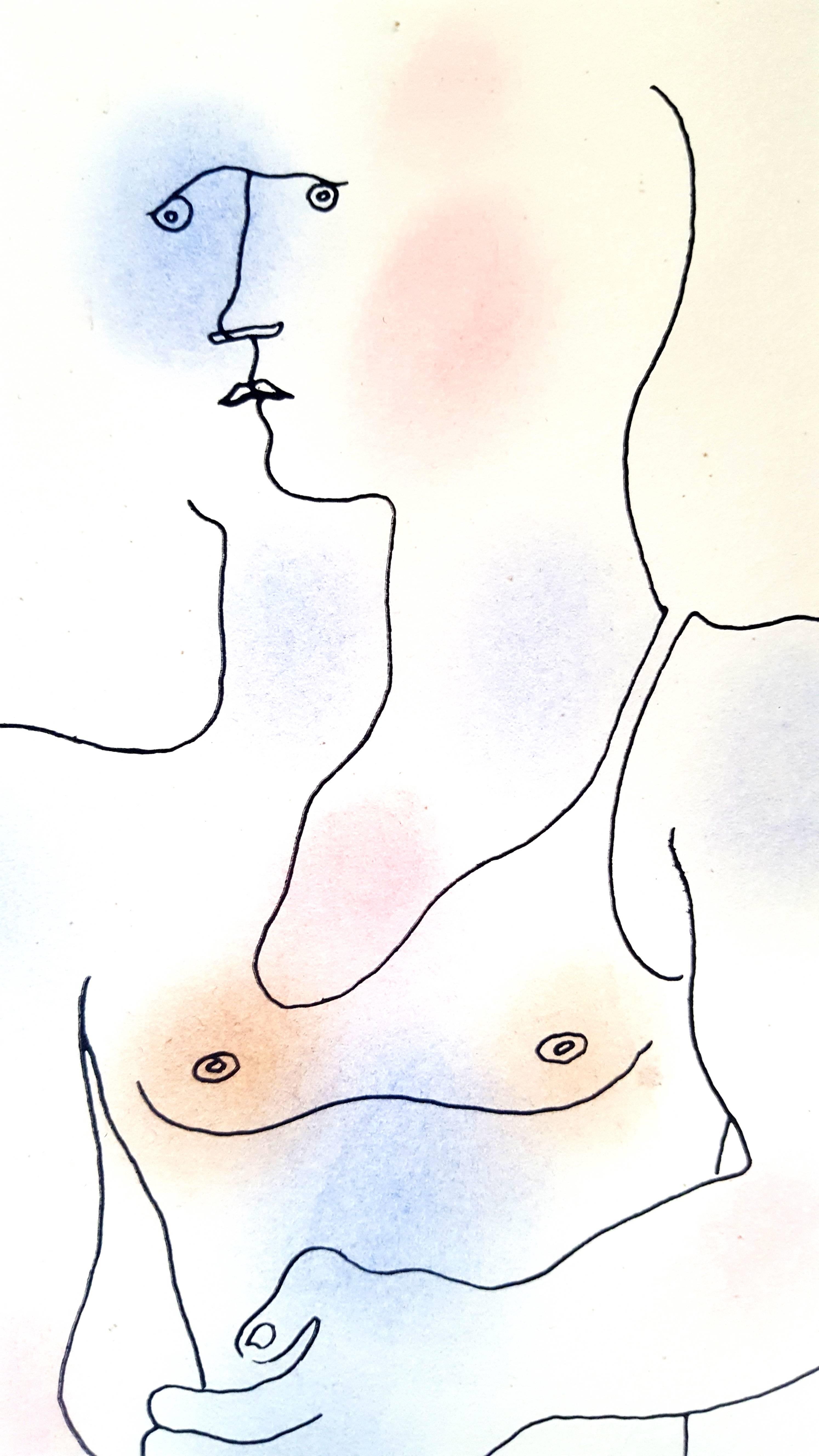 Jean Cocteau - Libro bianco - Litografia originale colorata a mano in vendita 2