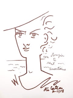 Jean Cocteau - Woman Portrait - Original Lithograph