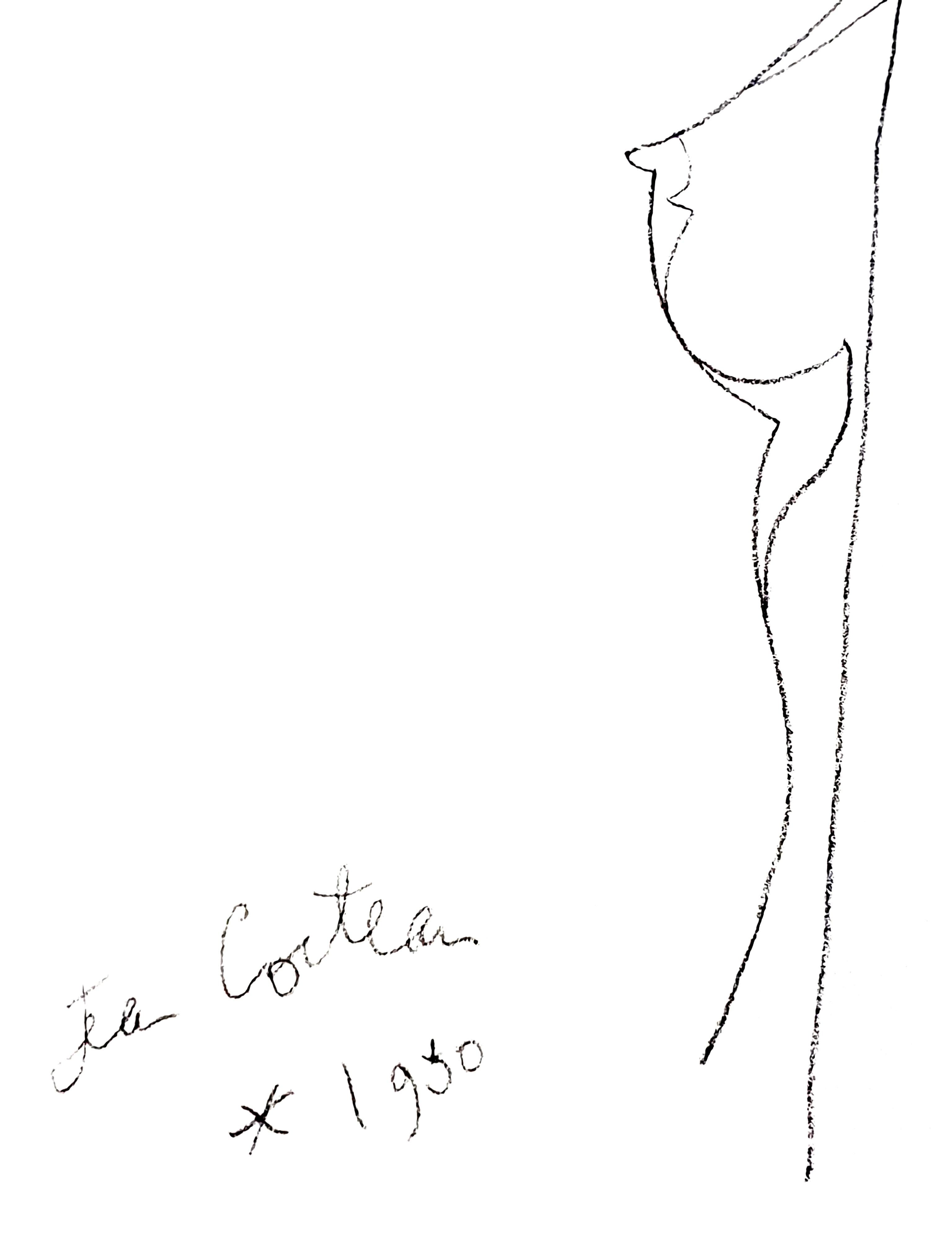 Jean Cocteau - Profil de femme - Lithographie originale en vente 1