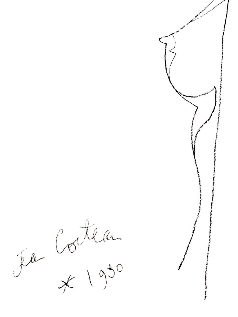 Jean Cocteau - Woman's Profile - Original Lithograph - Surrealist Print by Jean Cocteau