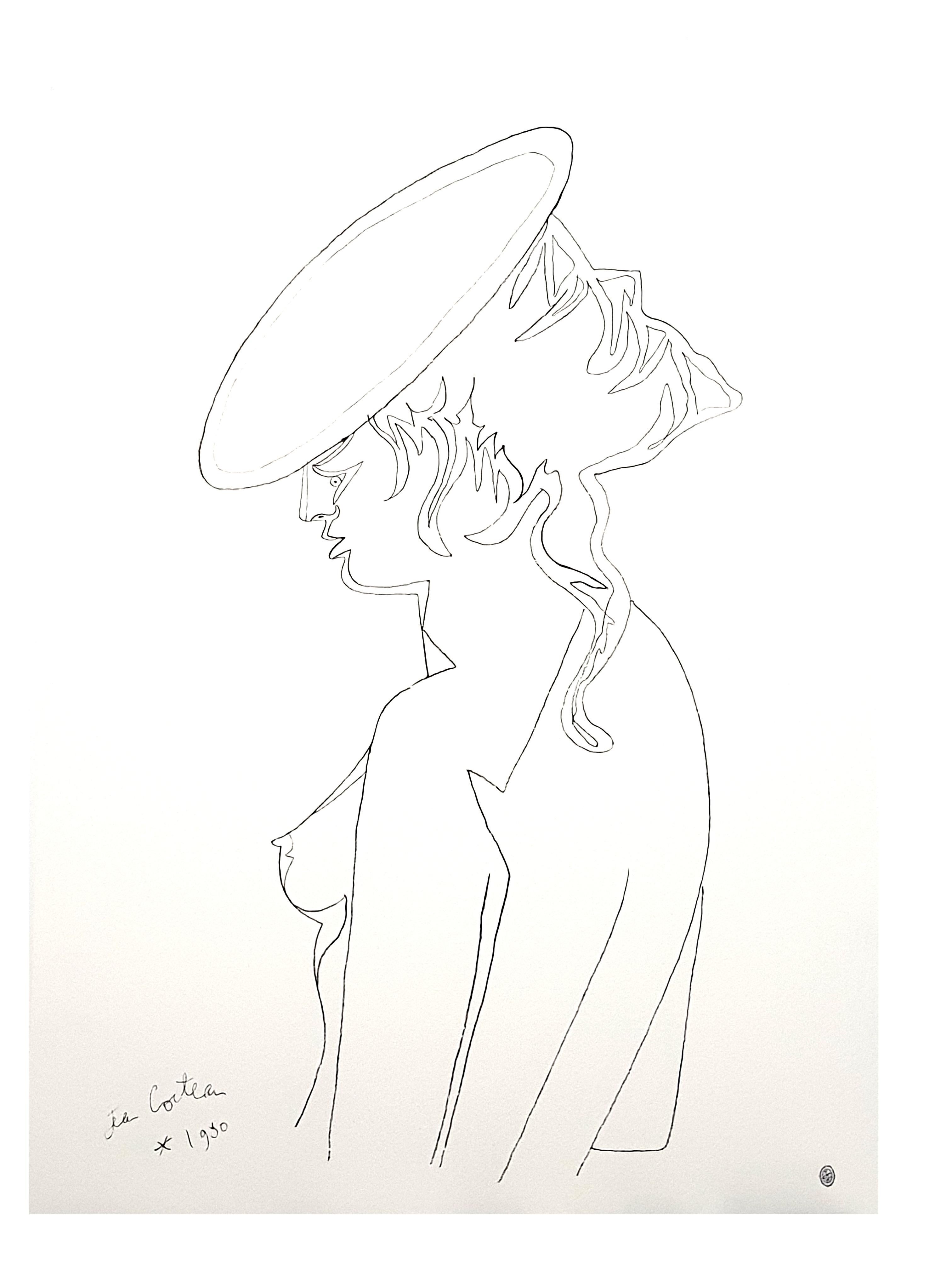 Jean Cocteau - Woman's Profile - Original Lithograph For Sale 4