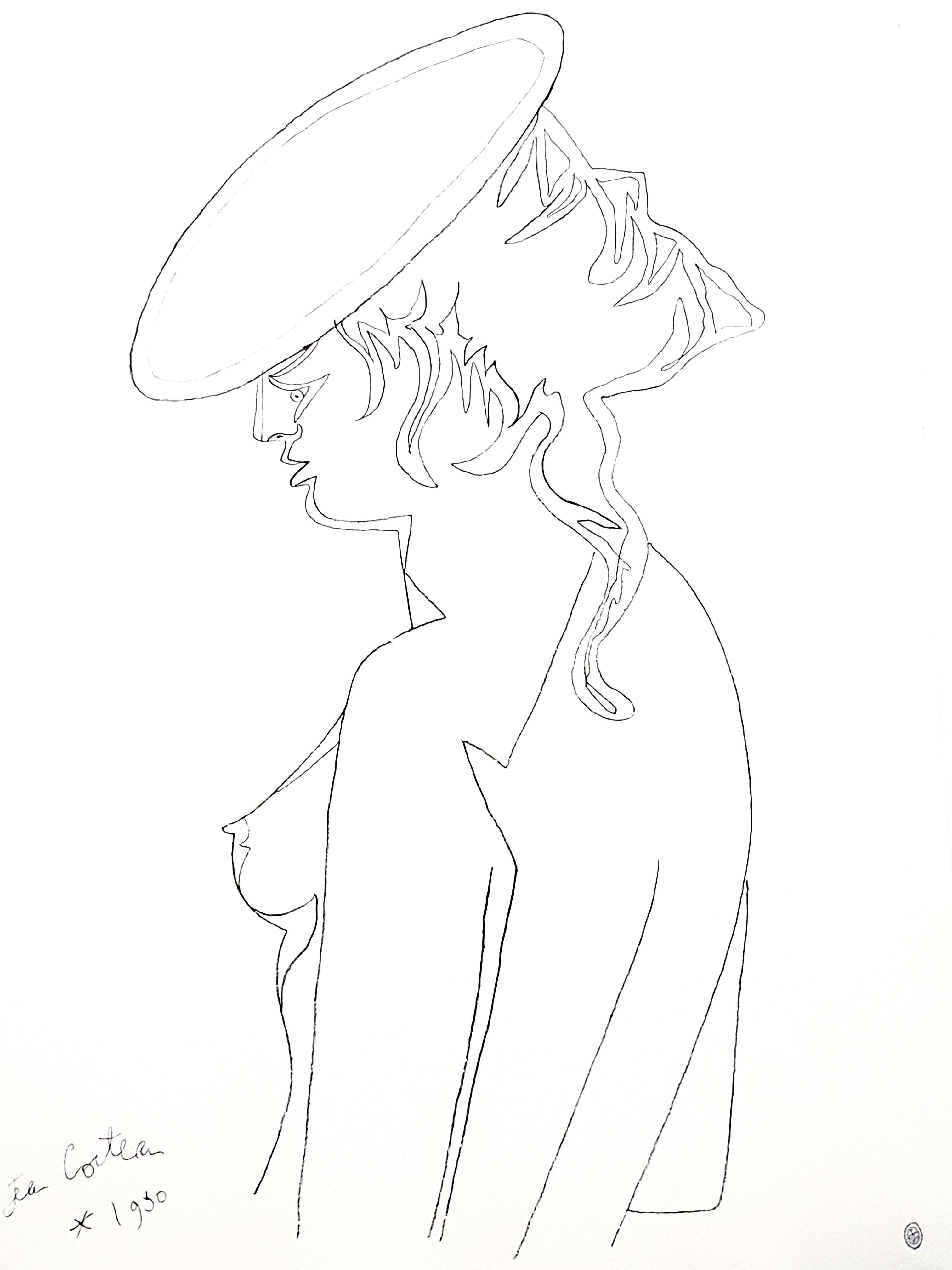 Jean Cocteau - Profil de femme - Lithographie originale