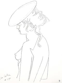Jean Cocteau - Perfil de mujer - Litografía original