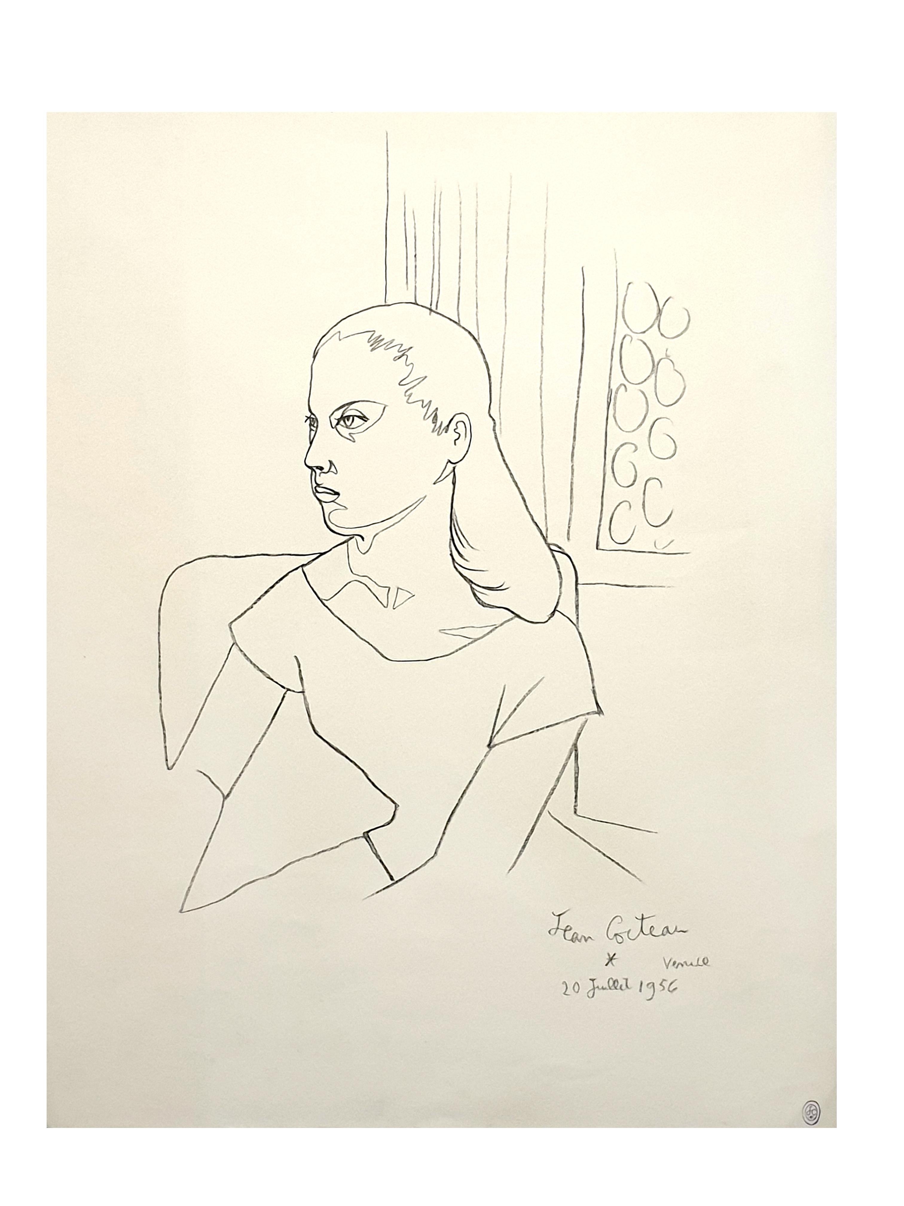 Jean Cocteau - Junges Mädchen - Original Lithographie im Angebot 2