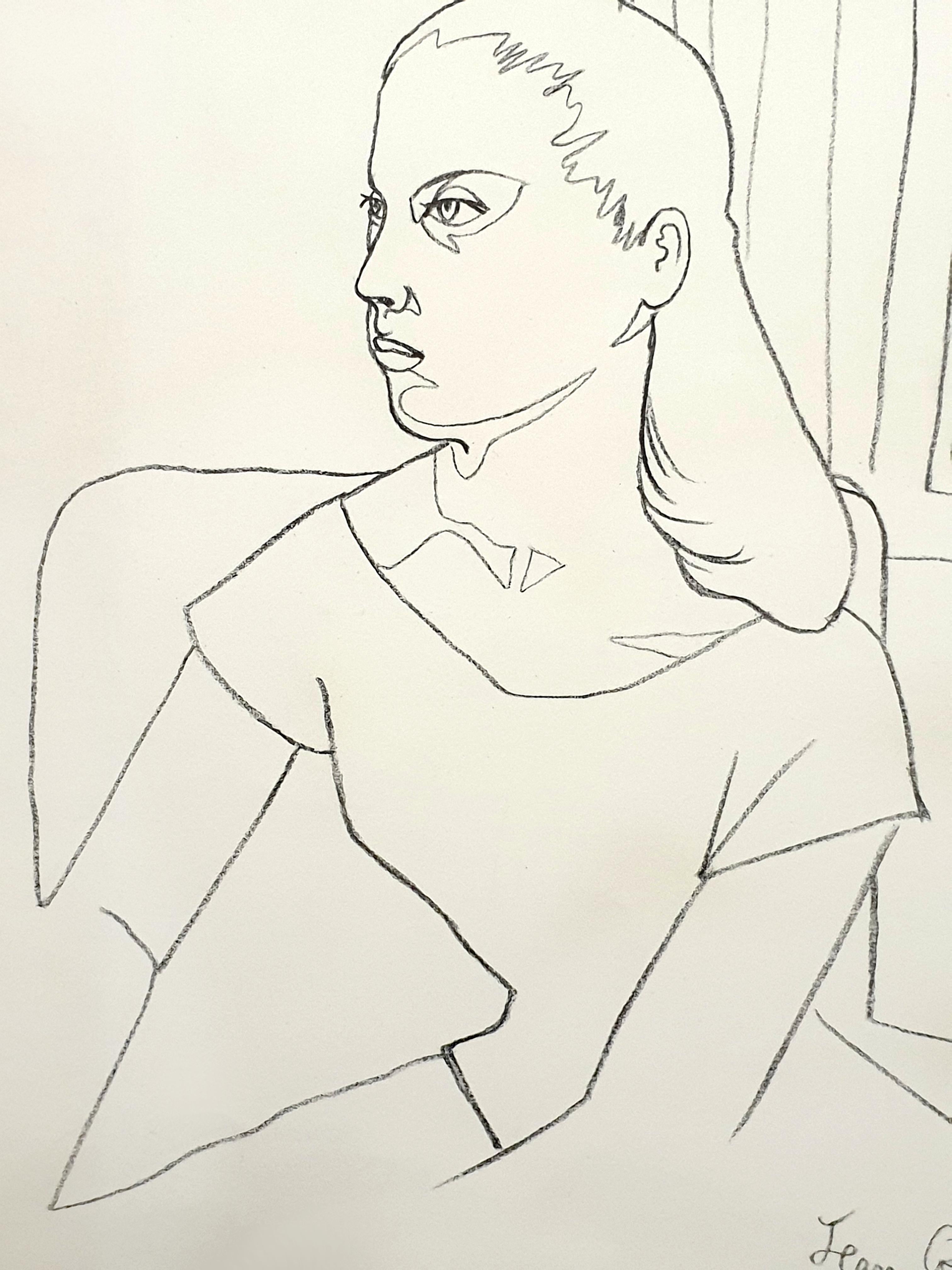 Jean Cocteau - Young Girl - Original Lithograph For Sale 1